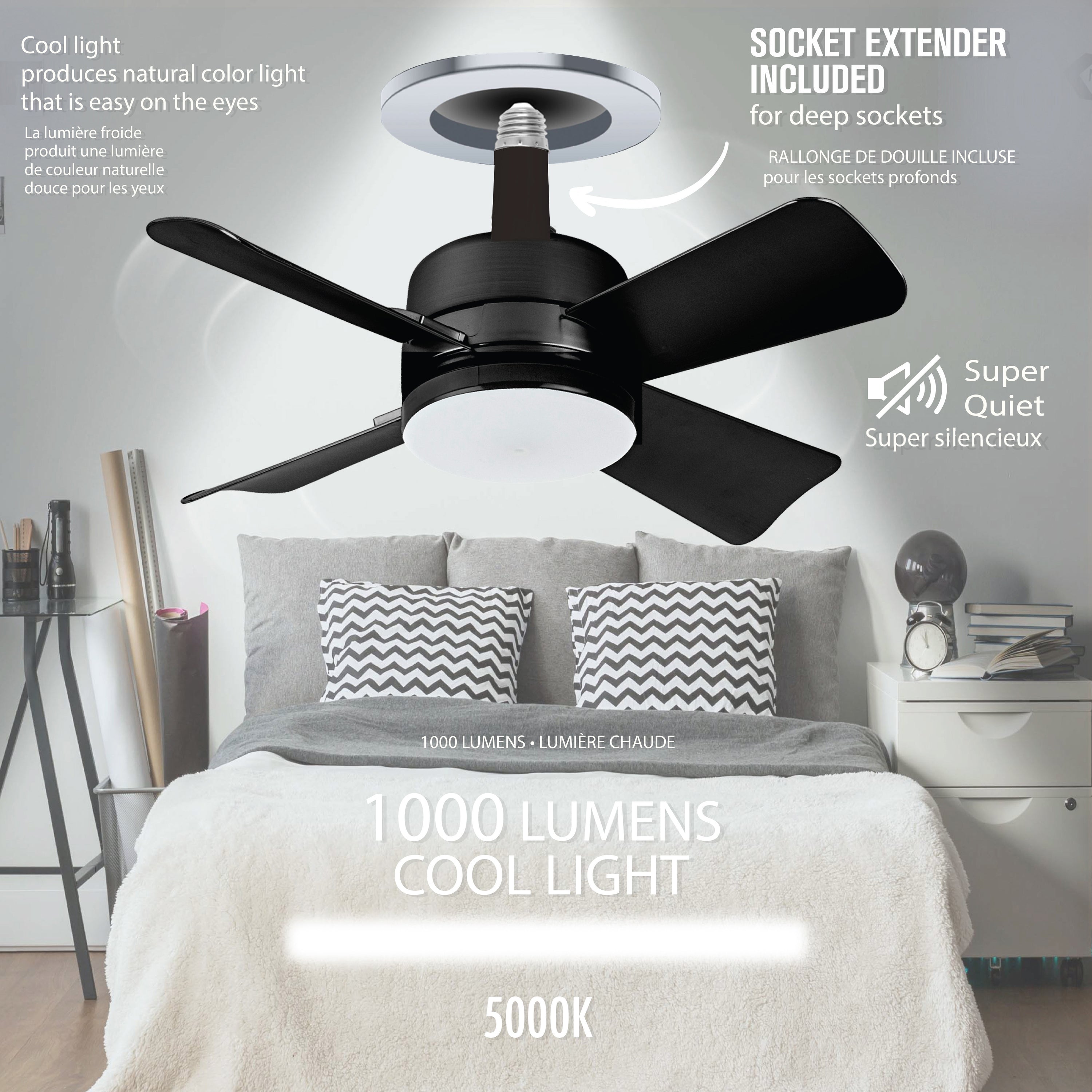 Bell + Howell Screw-In Socket Fan - Remote Controlled Socket Ceiling Fan & Light as seen on TV and TikTok #socketfan