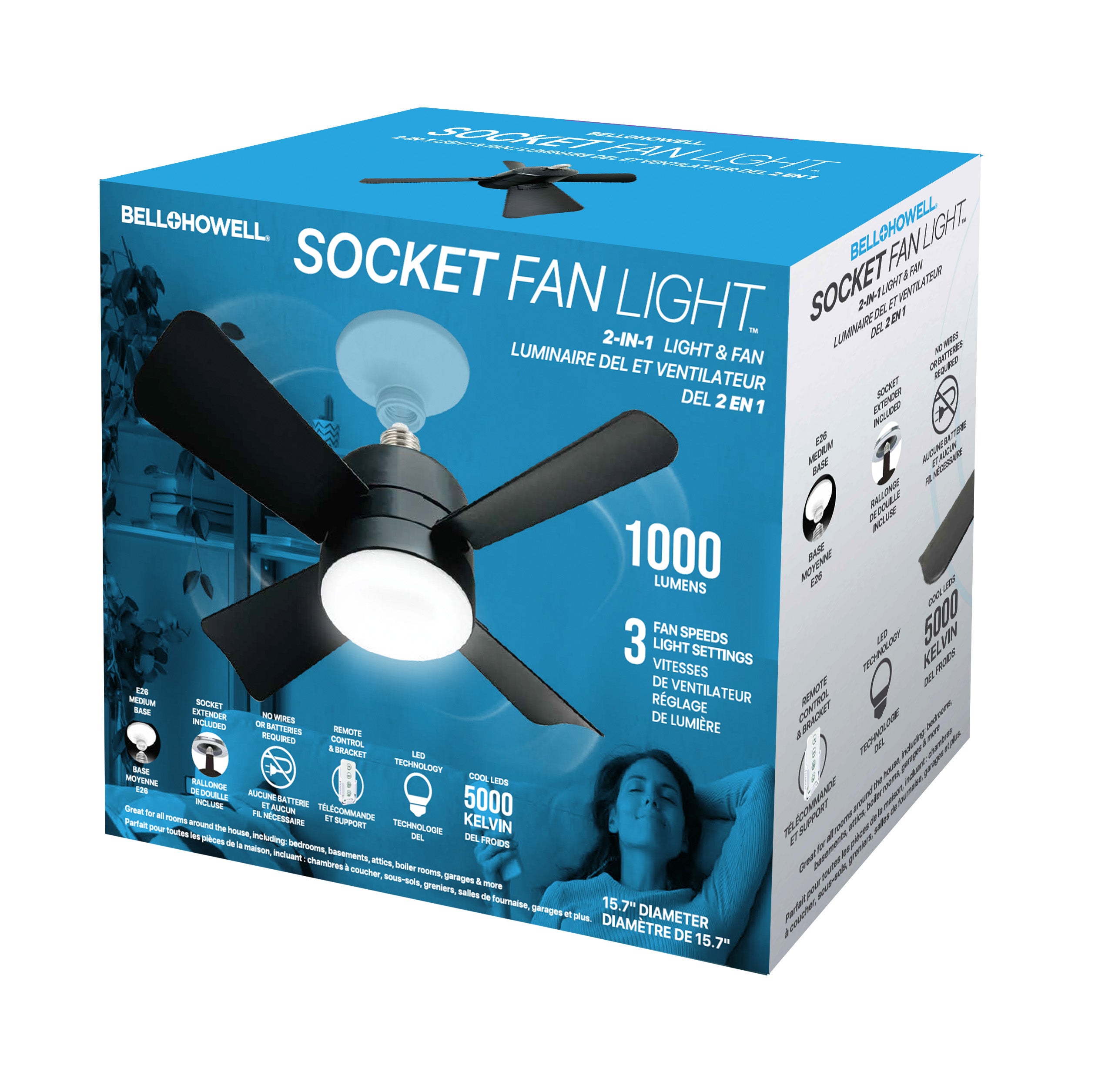 Bell + Howell Screw-In Socket Fan - Remote Controlled Socket Ceiling Fan & Light as seen on TV and TikTok #socketfan