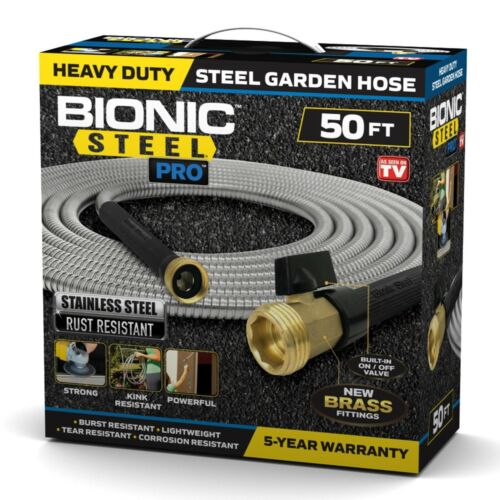 Bionic Steel PRO - 5/8 in. Heavy-Duty Stainless Steel Garden Hose with Brass Fittings - 25', 50', 75', 100' & 125'