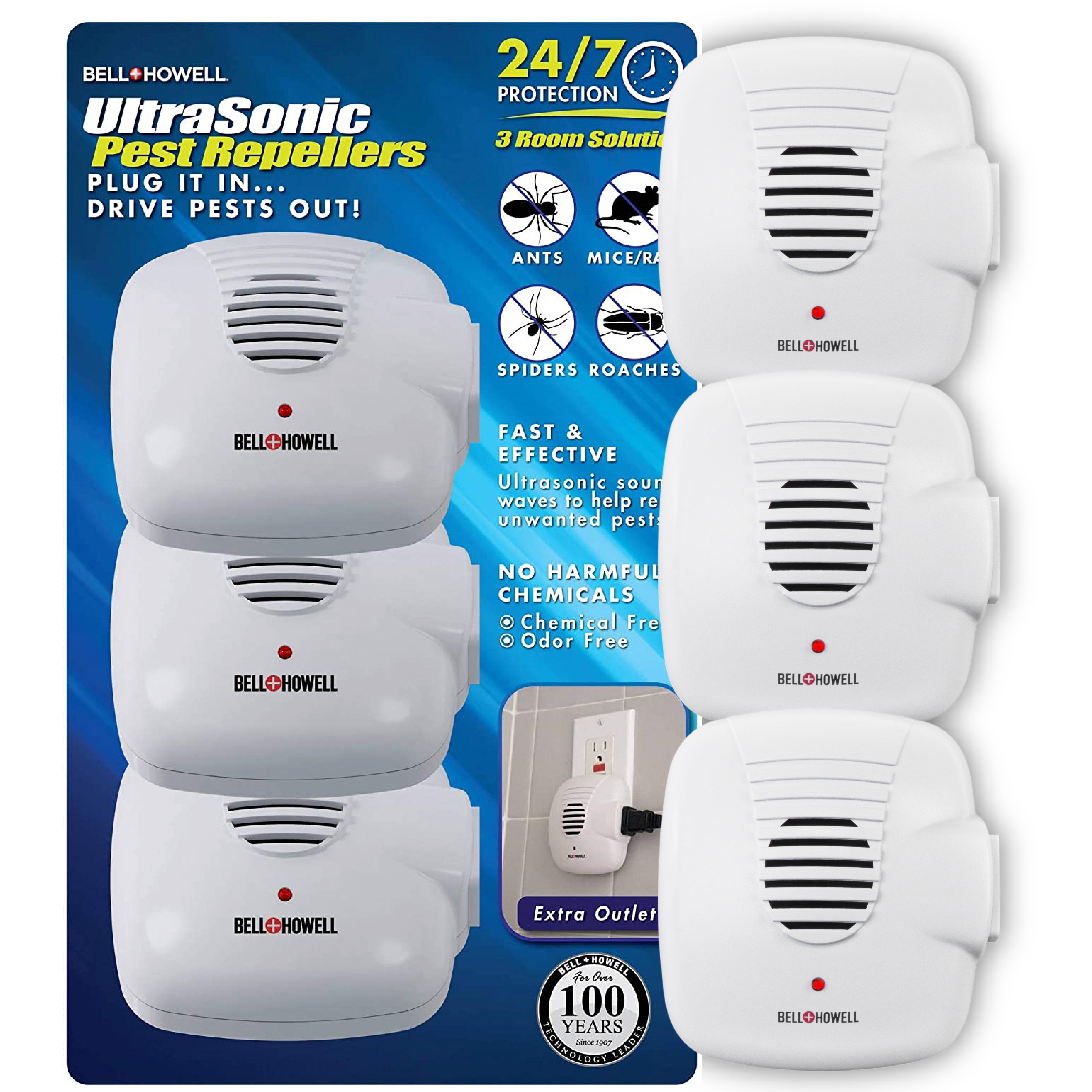 Pest Repellers w/ Extra Outlet 3 Pack – Bell + Howell