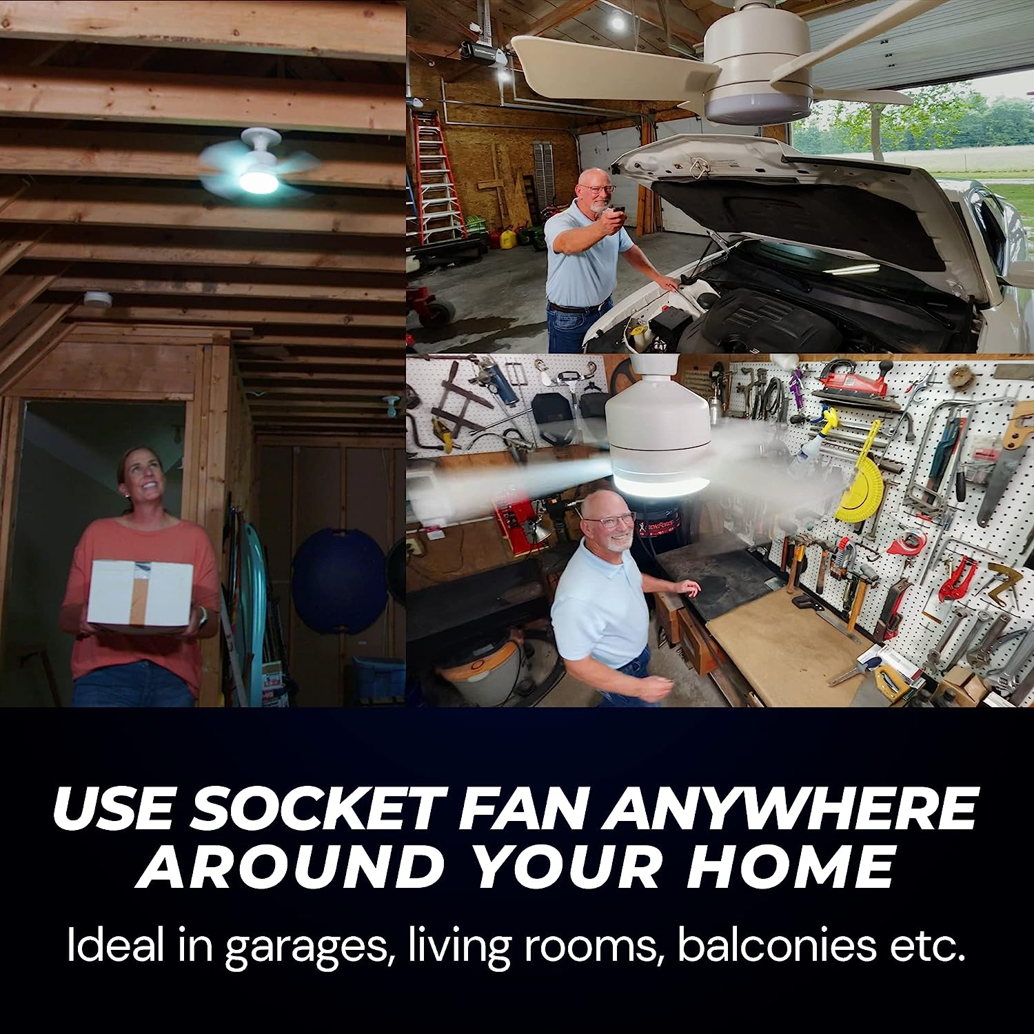 Bell + Howell Screw-In Socket Fan - Remote Controlled Socket Ceiling Fan & Light as seen on TV and TikTok #socketfan