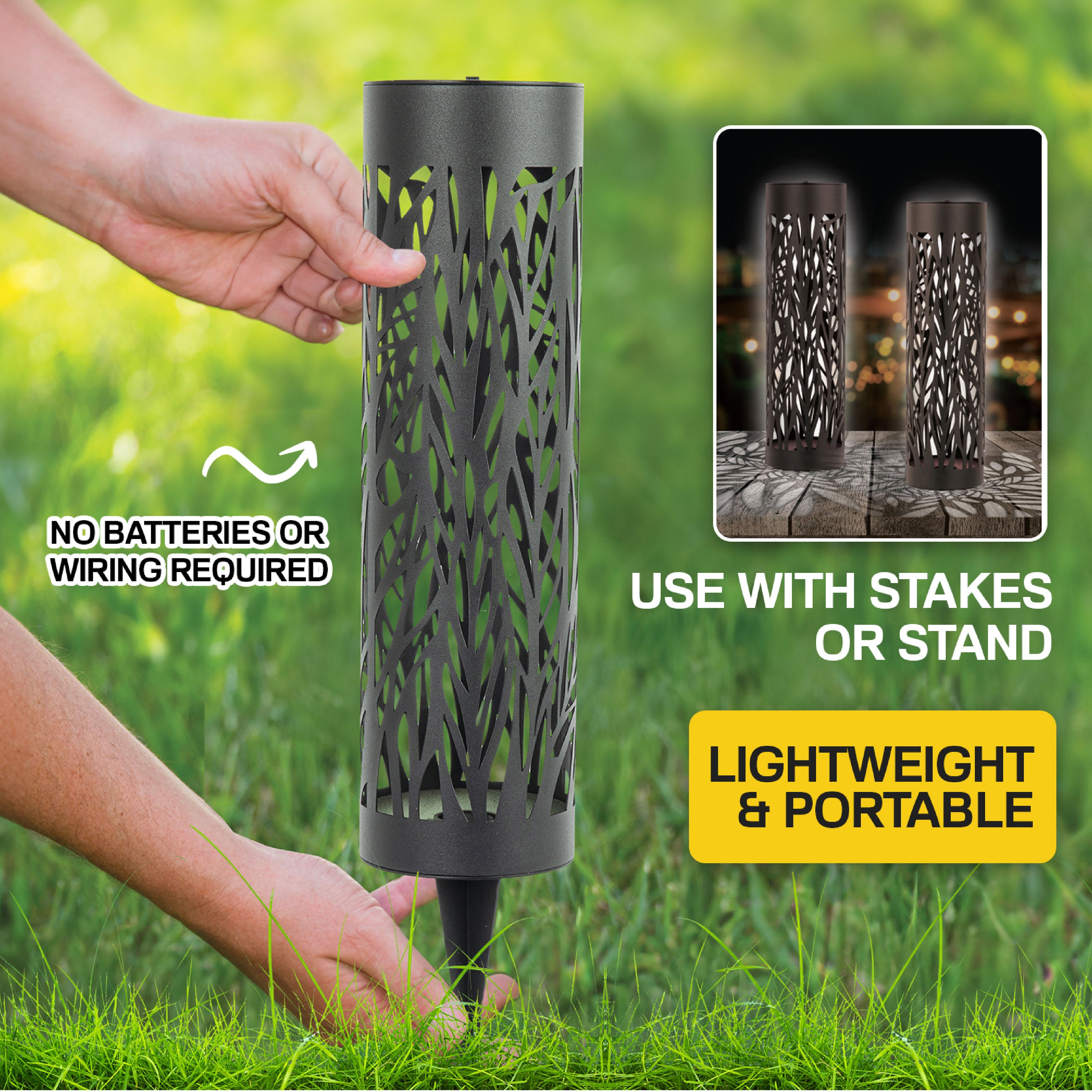 Solar Powered Steel Pathway Bollard Lights, IP65 Water Resistant, LED, Aesthetic, Modern Design, All Season Safe, Summer, Fall, Winter, Spring, Landscape, Lawn, Garden