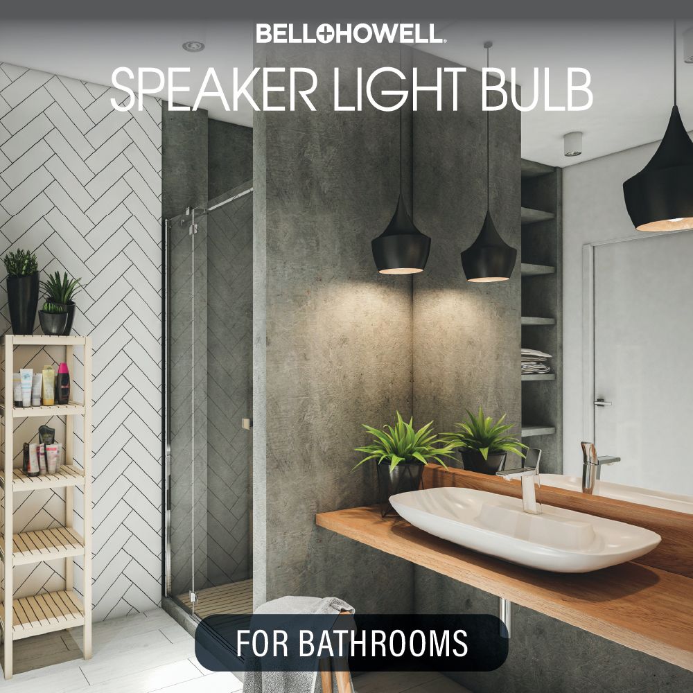 RGB Speaker Light Bulb - with Remote, Bluetooth. 450 Lumens, Screw-in, Dimmable, 3 Brightness Levels, Socket Extender Included