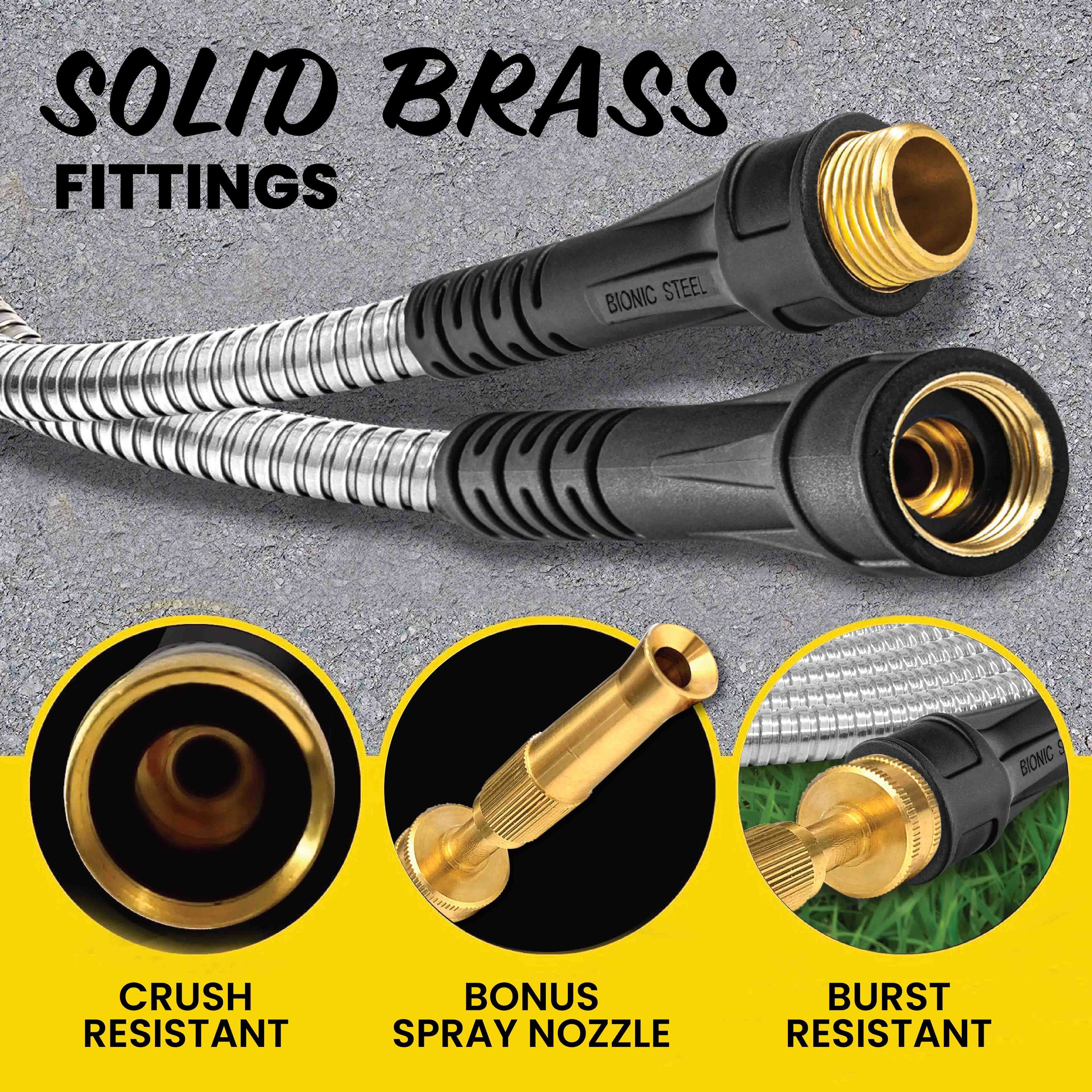 Bionic Steel PRO - 5/8 in. Heavy-Duty Stainless Steel Garden Hose with Brass Fittings - 25', 50', 75', 100' & 125'