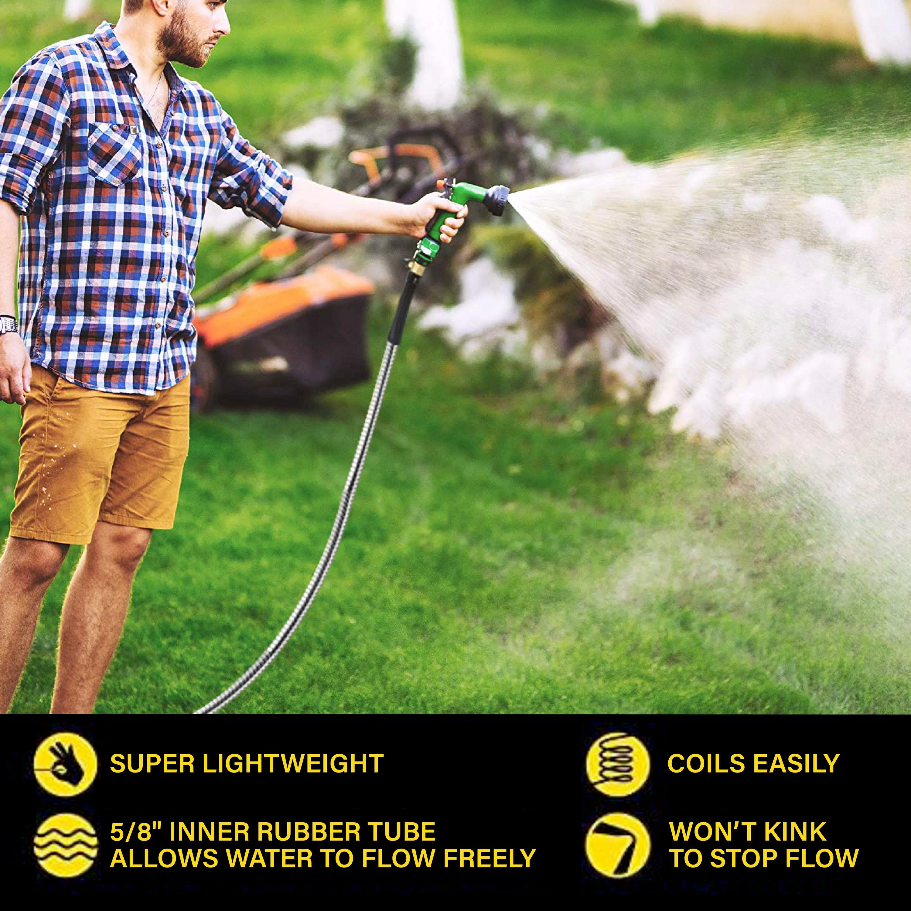 Bionic Steel PRO - 5/8 in. Heavy-Duty Stainless Steel Garden Hose with Brass Fittings - 25', 50', 75', 100' & 125'