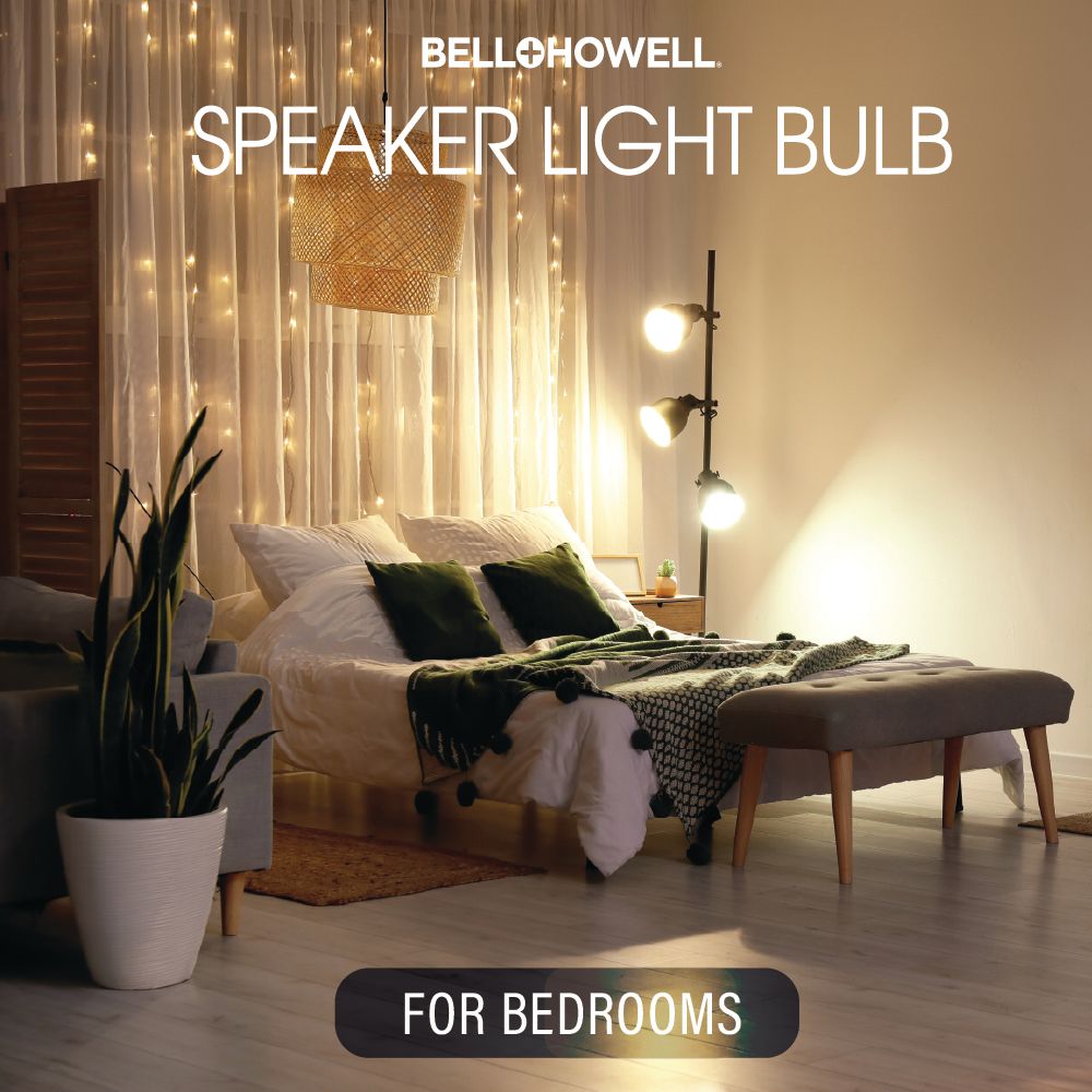 RGB Speaker Light Bulb - with Remote, Bluetooth. 450 Lumens, Screw-in, Dimmable, 3 Brightness Levels, Socket Extender Included