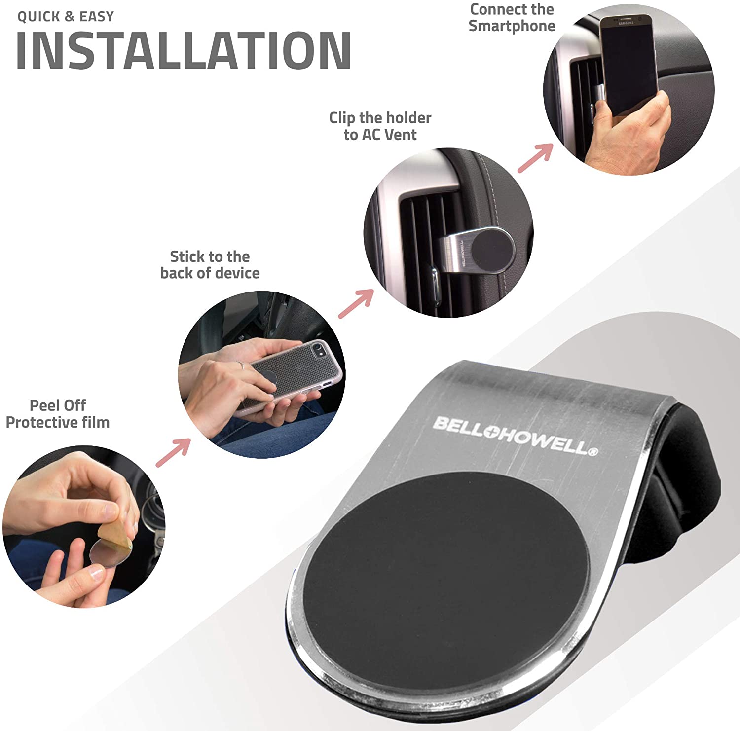 Bell + Howell Clever Grip Car Vent Phone Holder