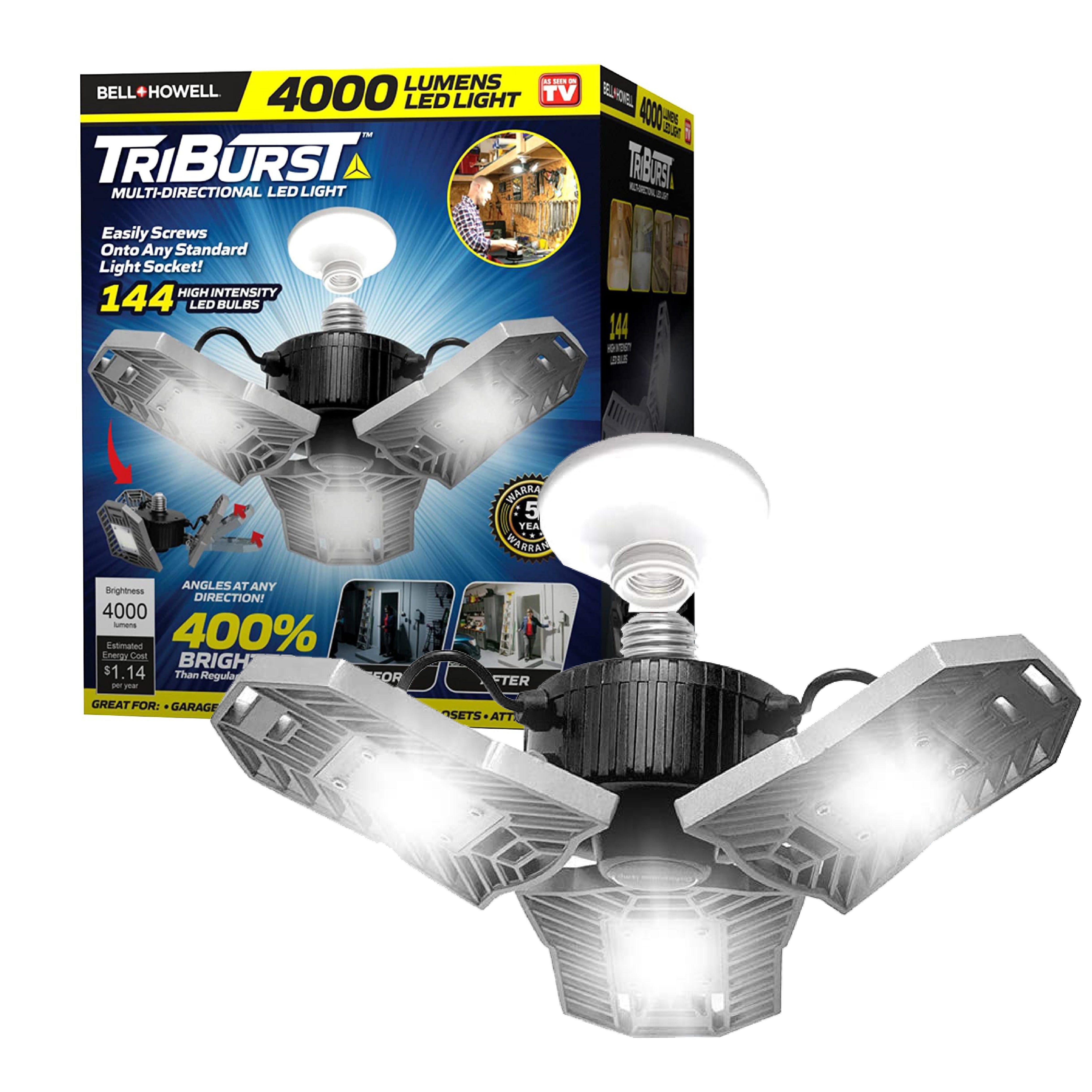 Bell+Howell Triburst 4000 Lumen LED Garage Lights Ceiling LED HighInt