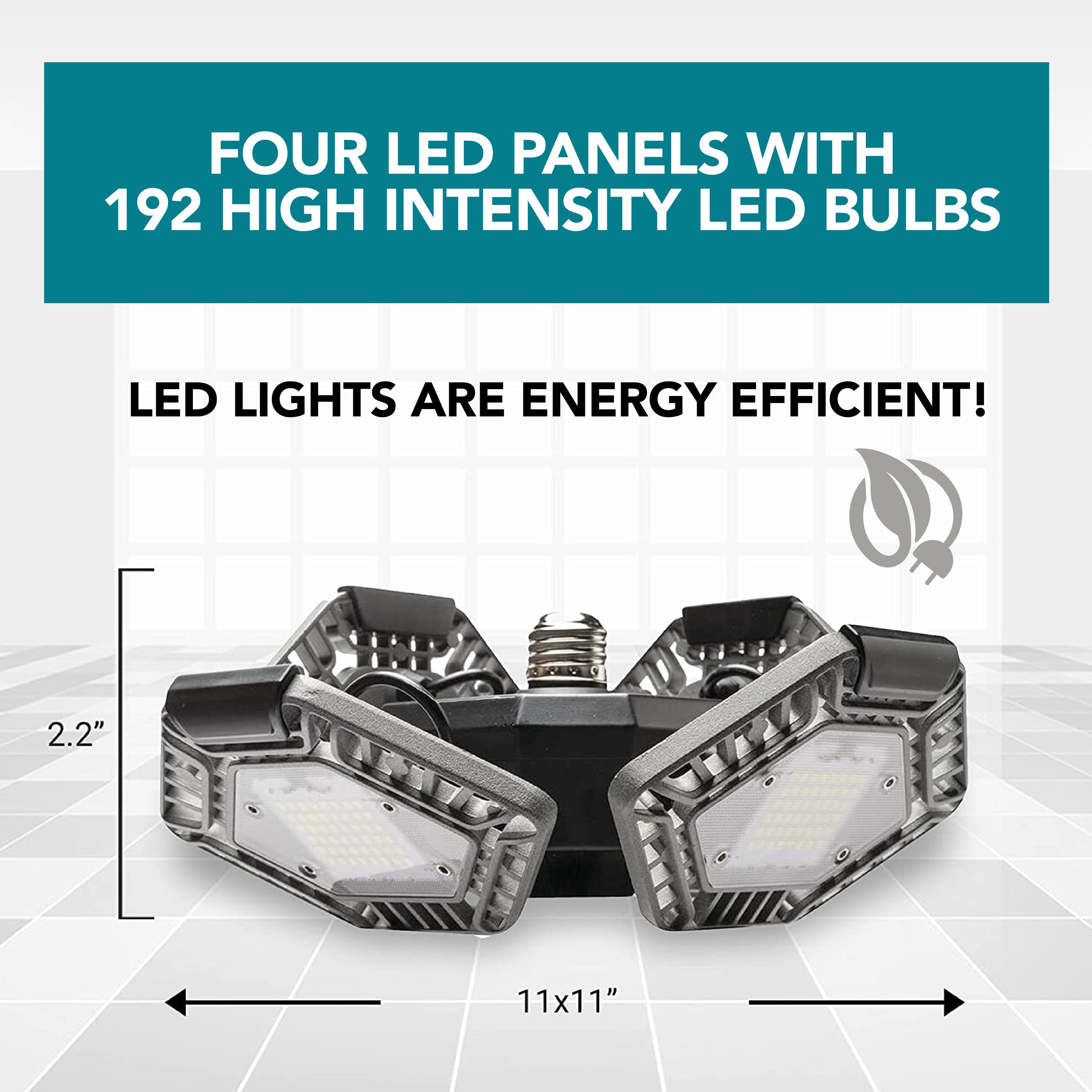 Bell + Howell Quad Burst 8000 Lumens, LED Ceiling Light Work Light, Garage Light, Indoor Outdoor Lighting