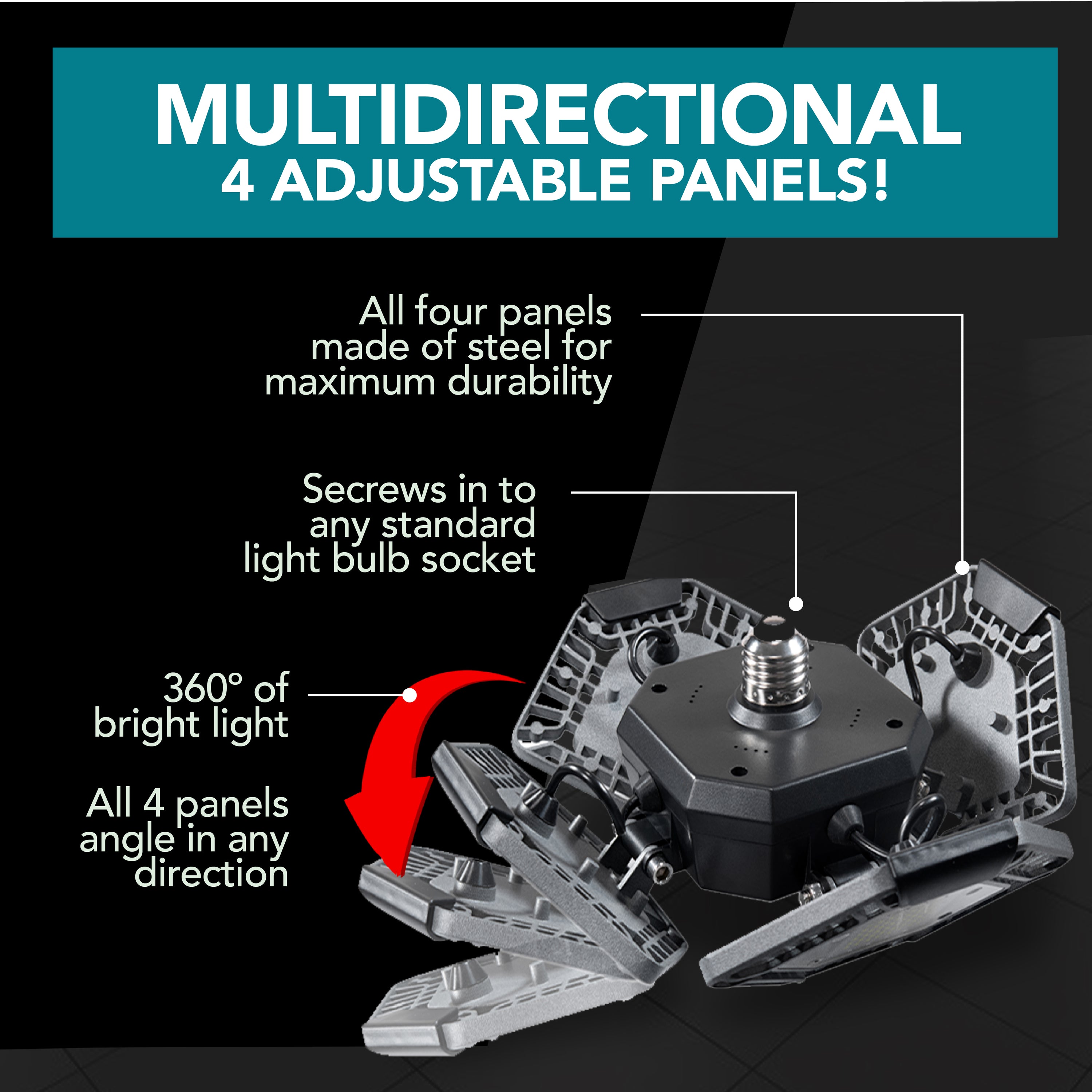 Bell + Howell Quad Burst 8000 Lumens, LED Ceiling Light Work Light, Garage Light, Indoor Outdoor Lighting