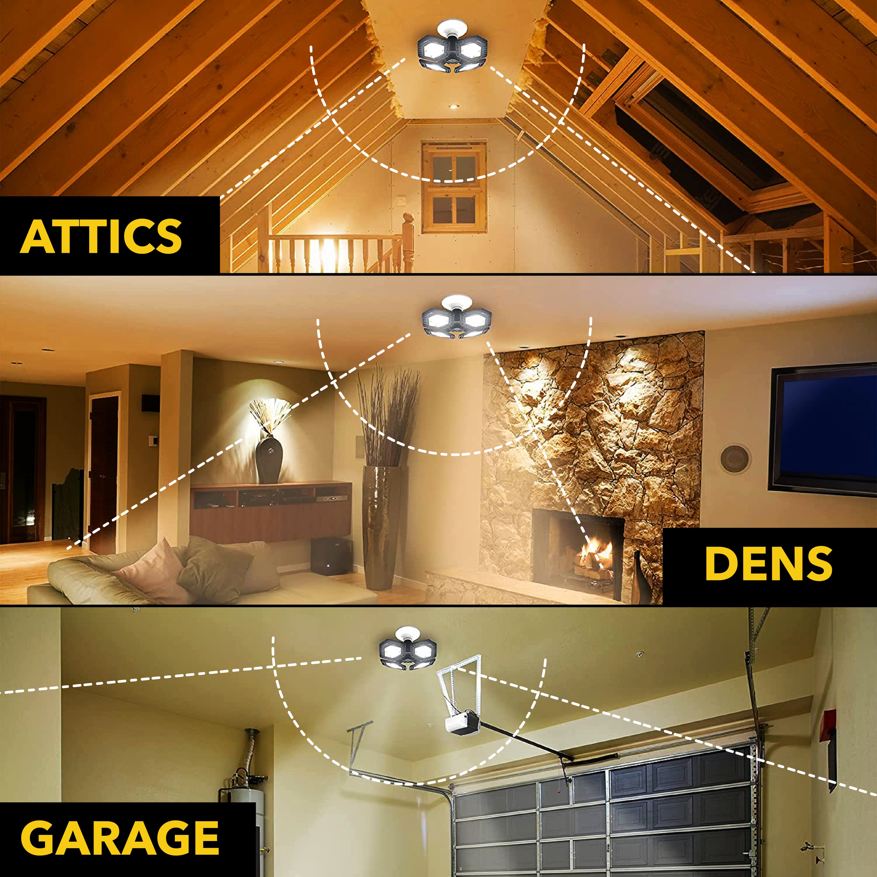 Bell + Howell Quad Burst 8000 Lumens, LED Ceiling Light Work Light, Garage Light, Indoor Outdoor Lighting