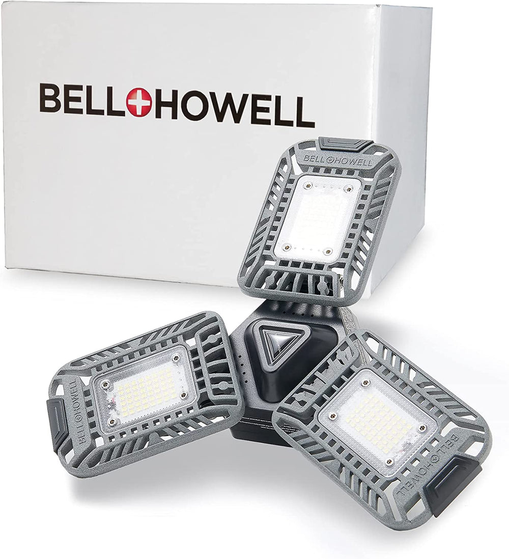 Bell+Howell Triburst Motion Activated LED Garage Light 4000 Lumen High Intensity Lighting with 144 LED Bulbs, Multi-Directional Triple Panel LED Shop Light, Ceiling Light, and Garage Lighting