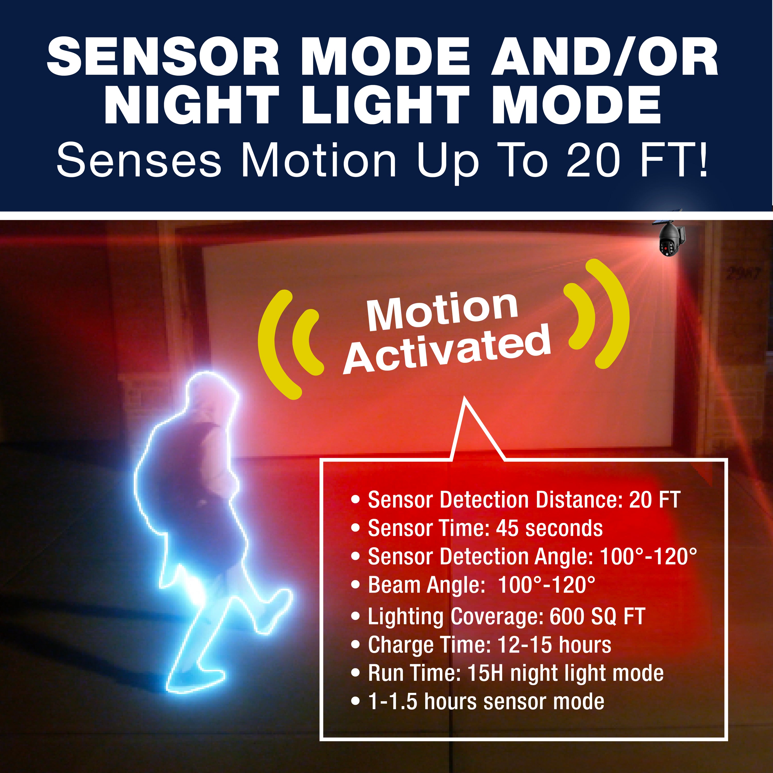 Bell + Howell Bionic Spotlight Security Extreme Solar Powered, Motion Sensor, Red Light - Looks like a security camera!