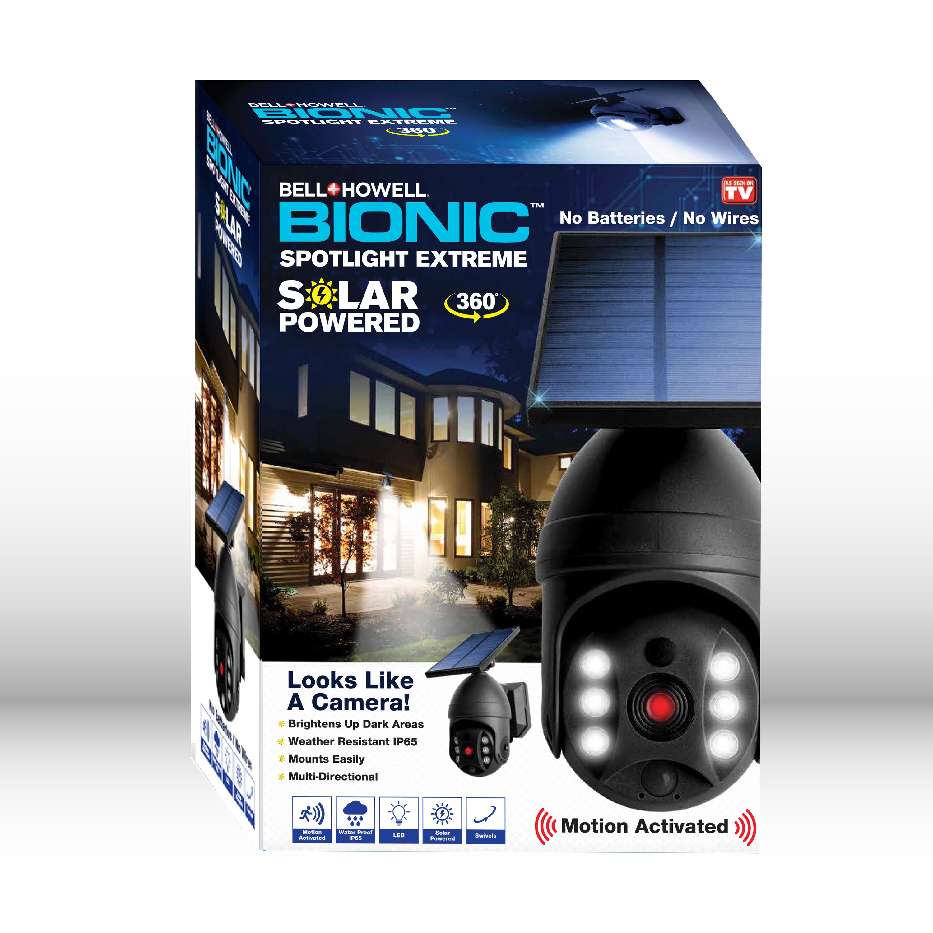 Bell + Howell Bionic Spotlight Security Extreme Solar Powered, Motion Sensor, Red Light - Looks like a security camera!