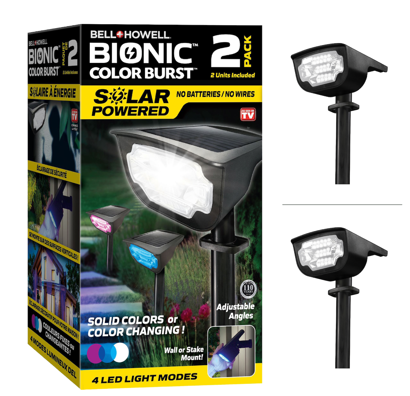 Bell Howell Bionic Color Burst Solar Powered Spotlight 2 pack