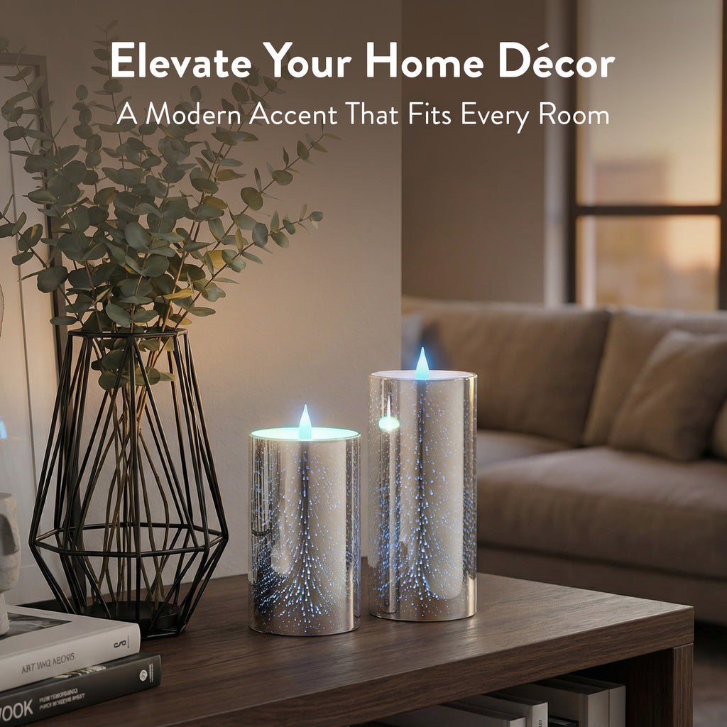 Bell+Howell Flameless Glitter Candle Light 2-Pack – Battery Powered Multi-Color Changing LED Night Light