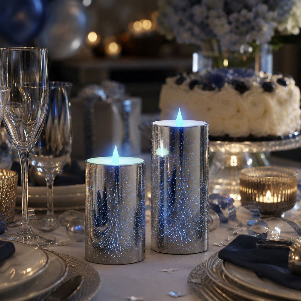 Bell+Howell Flameless Glitter Candle Light 2-Pack – Battery Powered Multi-Color Changing LED Night Light