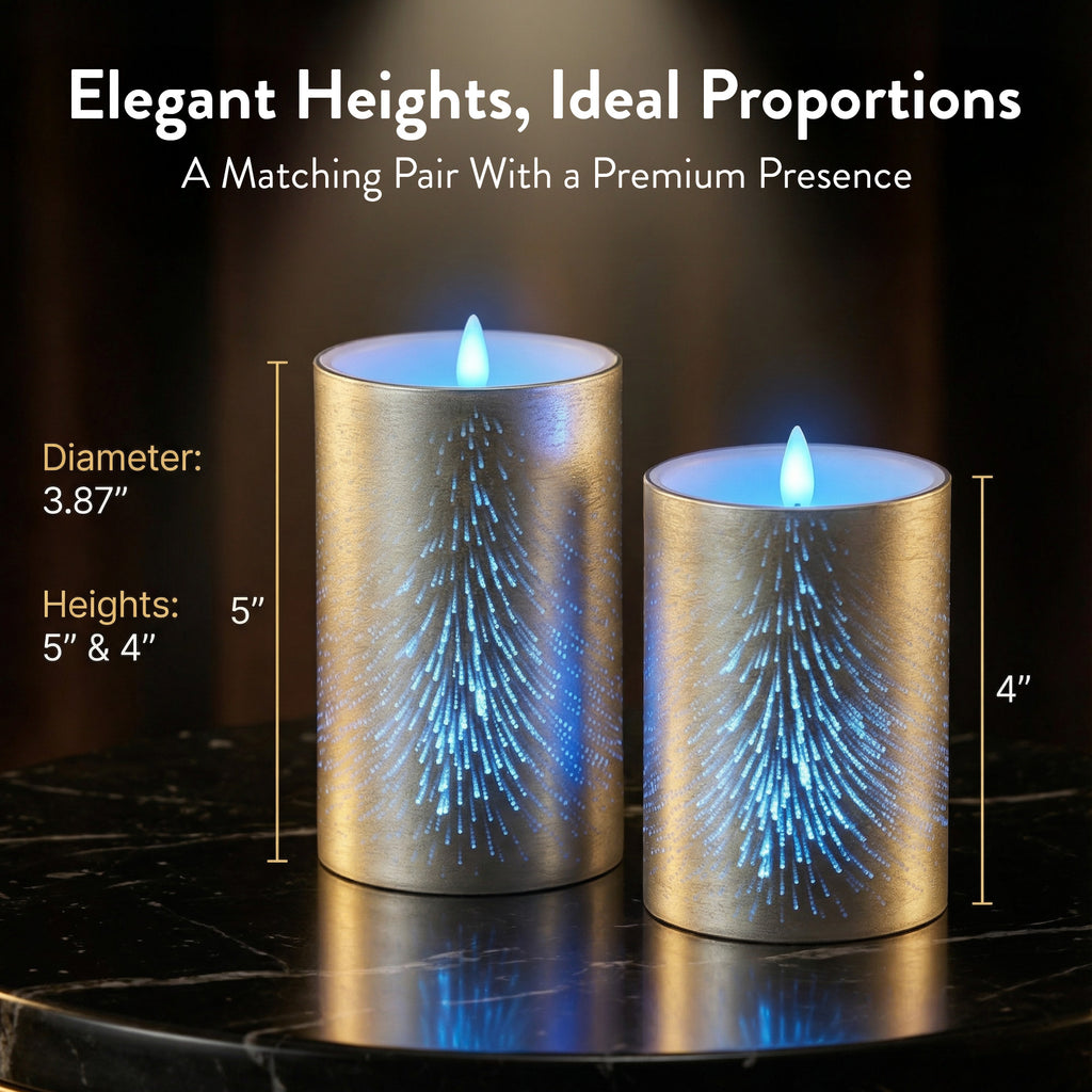 Bell+Howell Flameless Glitter Candle Light 2-Pack – Battery Powered Multi-Color Changing LED Night Light
