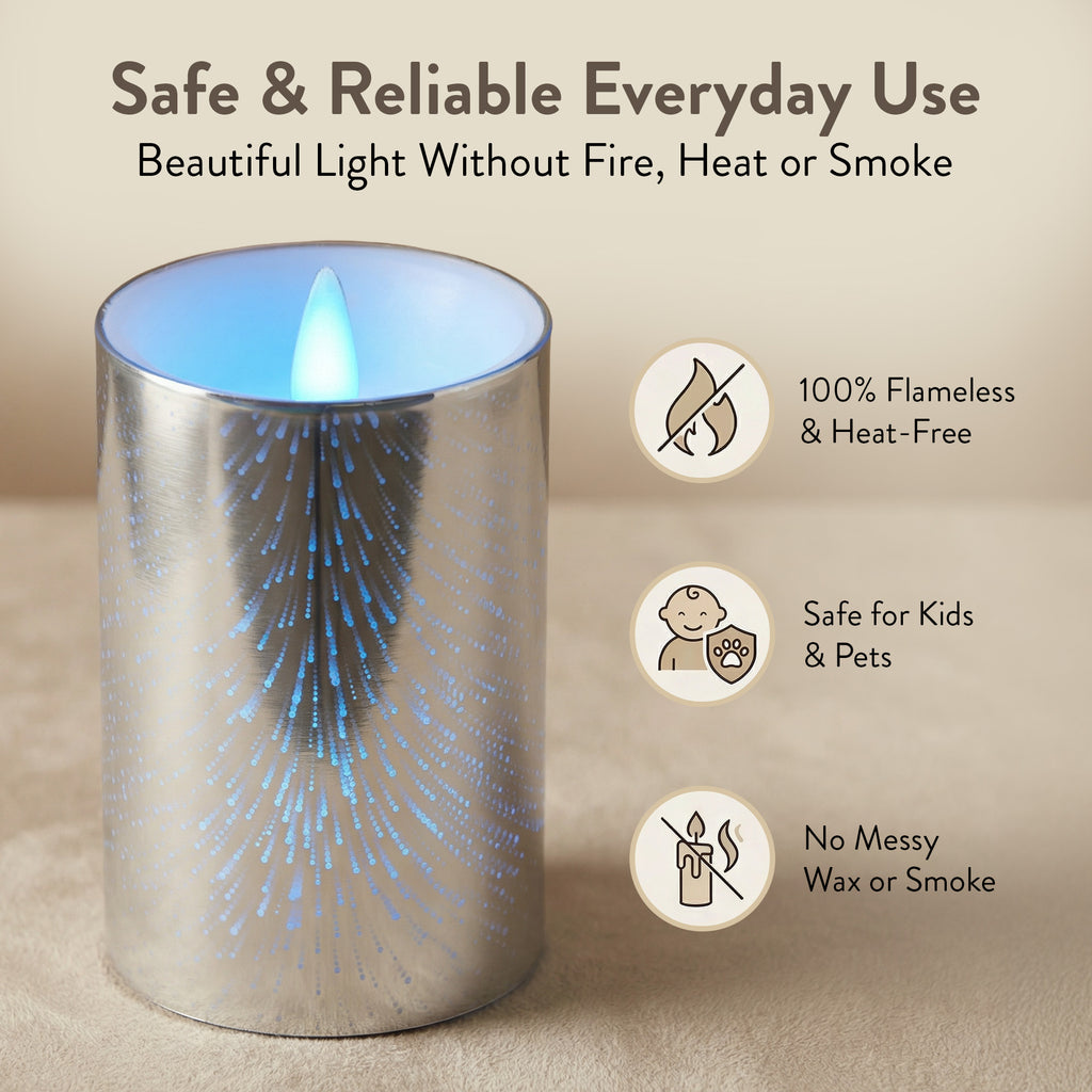 Bell+Howell Flameless Glitter Candle Light 2-Pack – Battery Powered Multi-Color Changing LED Night Light