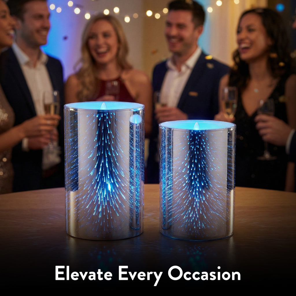 Bell+Howell Flameless Glitter Candle Light 2-Pack – Battery Powered Multi-Color Changing LED Night Light
