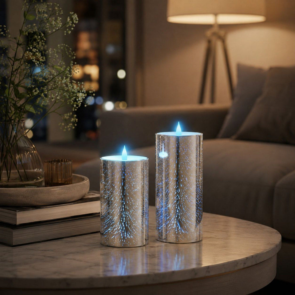 Bell+Howell Flameless Glitter Candle Light 2-Pack – Battery Powered Multi-Color Changing LED Night Light