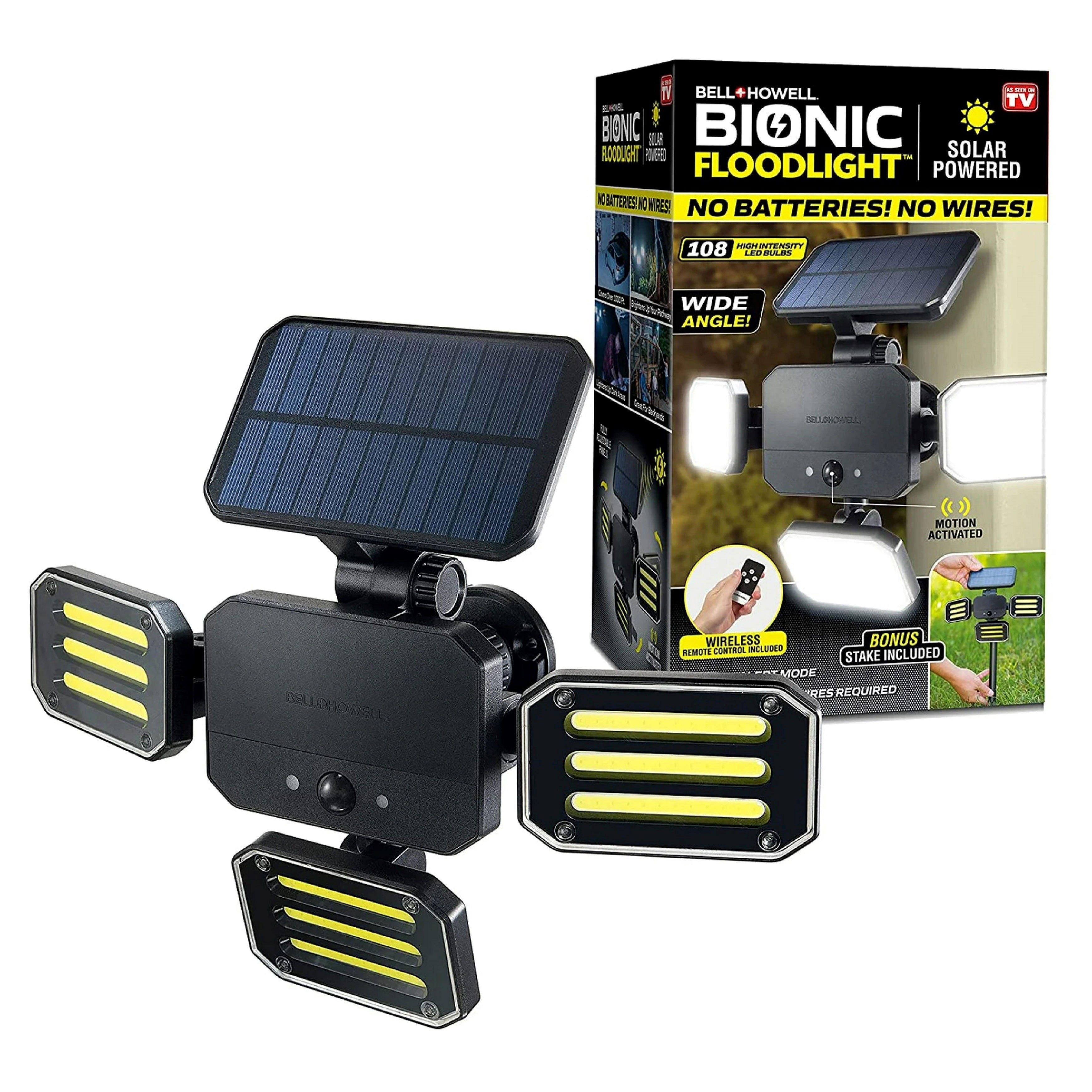Bionic Floodlight Elite – 500-Lumen Solar Powered Outdoor Flood Light with Motion Sensor, Waterproof LED for Yard, Patio, Porch