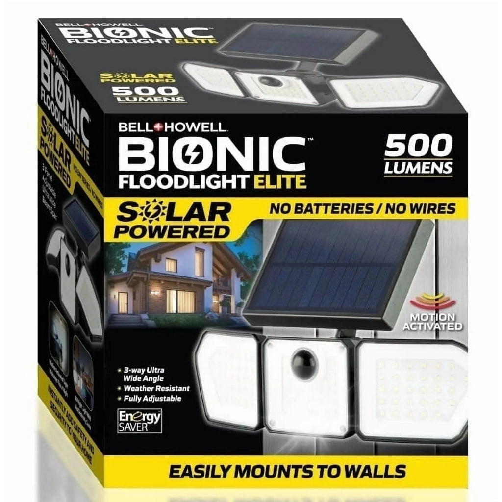 Bionic Floodlight Elite – 500-Lumen Solar Powered Outdoor Flood Light with Motion Sensor, Waterproof LED for Yard, Patio, Porch