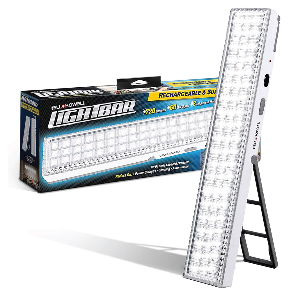 Bell and Howell Light Bar – Portable 720-Lumen Rechargeable LED Emergency Lighting, 60-LED Backup Lamp for Home, Blackouts & Camping