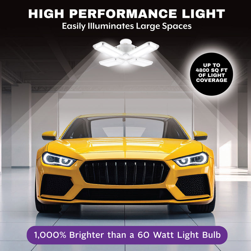 HighBurst Ultra High Performance Shop Light – Adjustable 4-Panel LED Garage Light Bulb with 10,000 Lumens