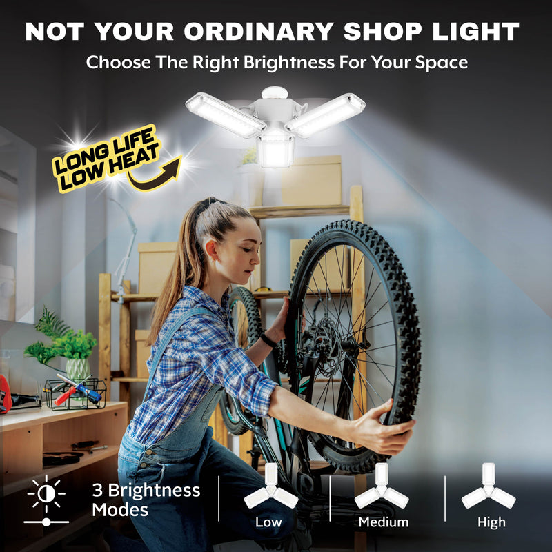 HighBurst Ultra High Performance Shop Light – Adjustable 3-Panel LED Garage Light Bulb with 8,000 Lumens