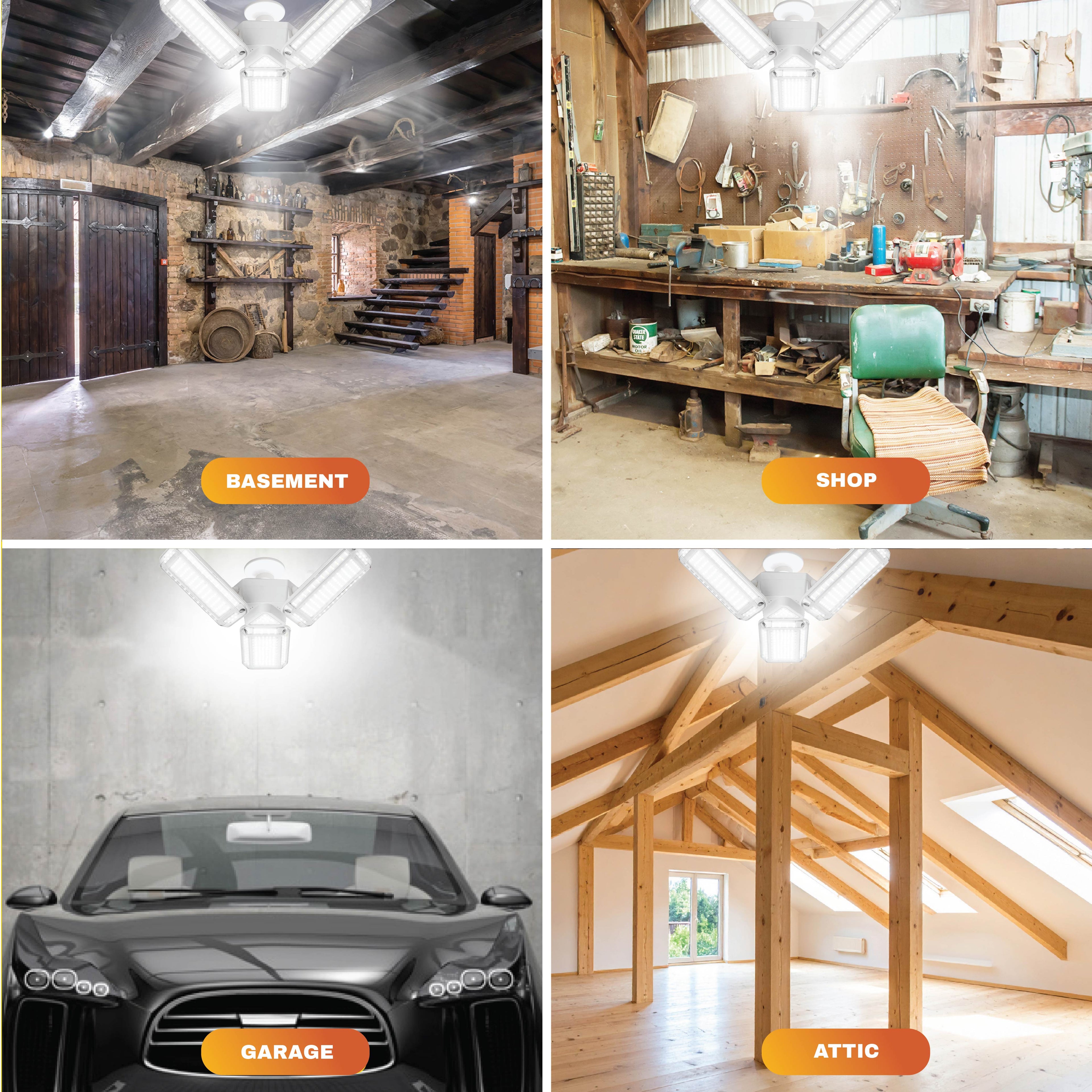 HighBurst Ultra High Performance Shop Light – Adjustable 3-Panel LED Garage Light Bulb with 8,000 Lumens