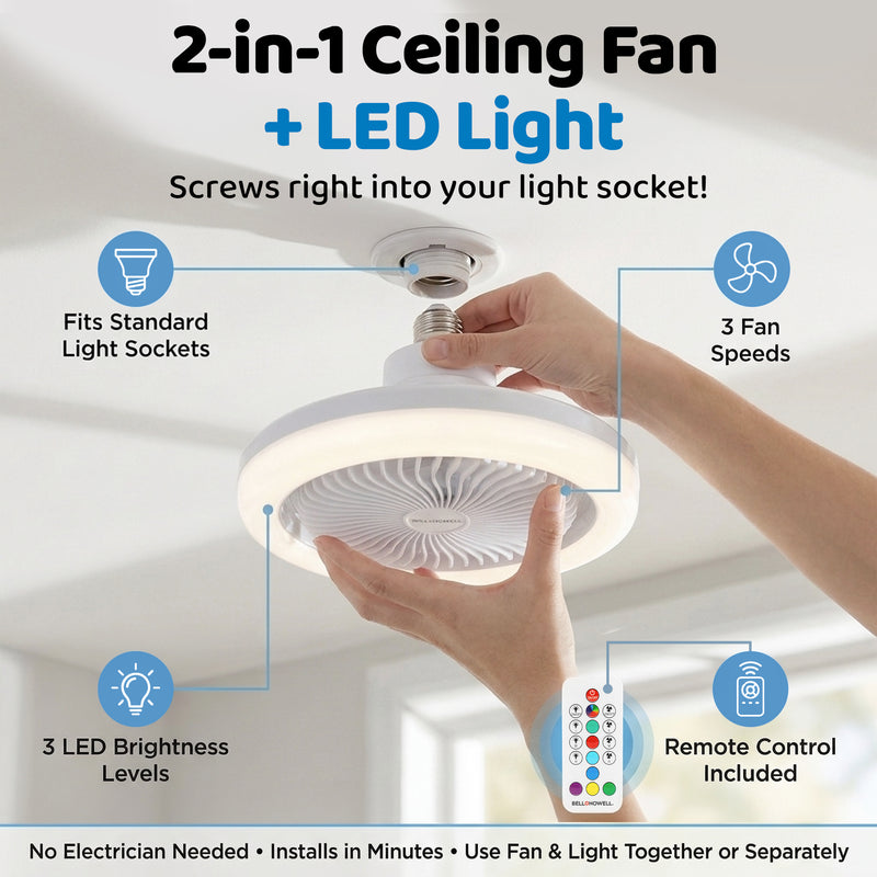 Socket Air Color Changing Ceiling Fan Light with Remote