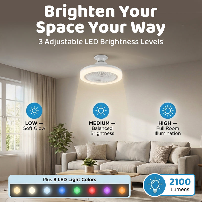 Socket Air Color Changing Ceiling Fan Light with Remote