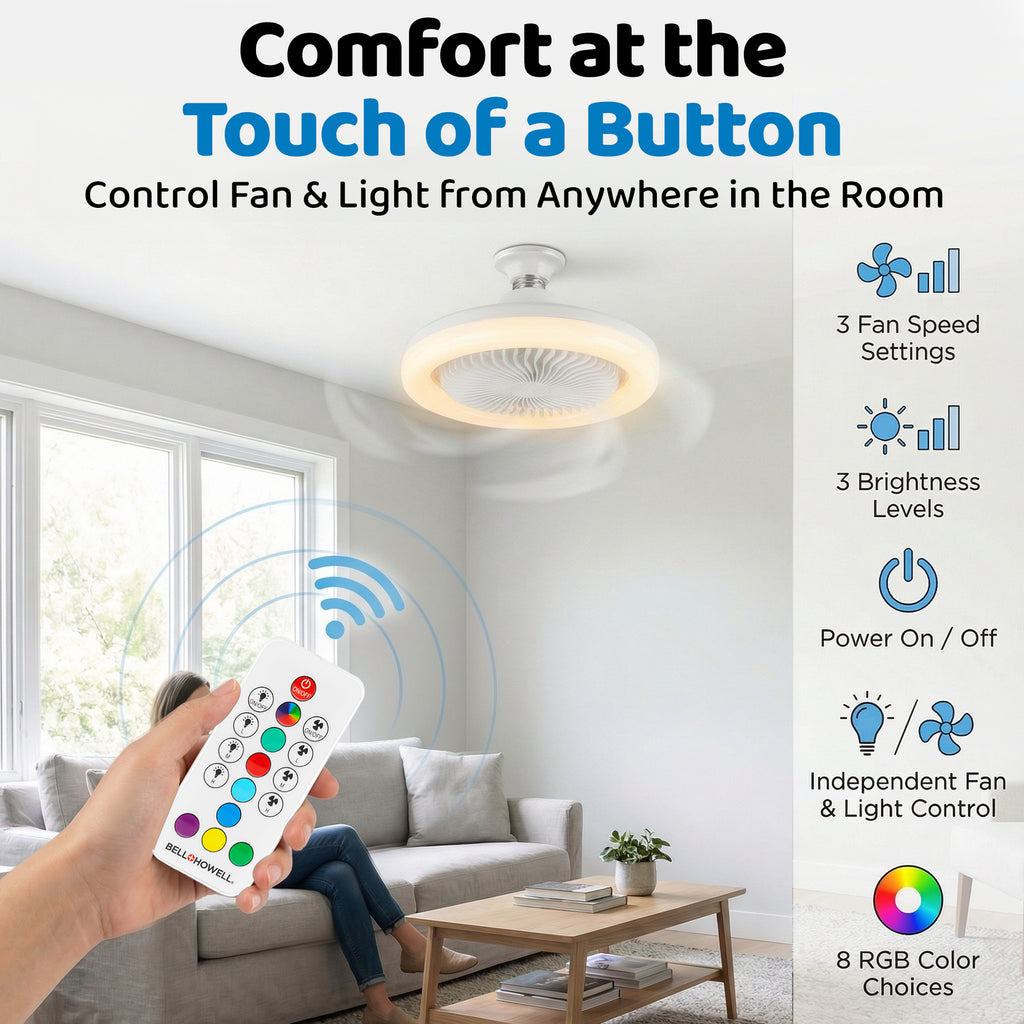 Socket Air Color Changing Ceiling Fan Light with Remote
