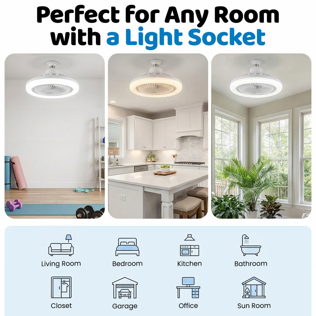 Socket Air Color Changing Ceiling Fan Light with Remote