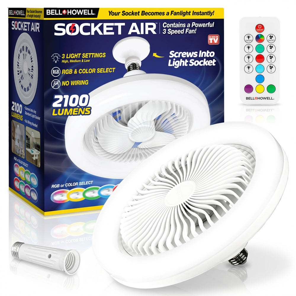 Bell+Howell Socket Air - Light Socket Fan Light with RGB Color Changing