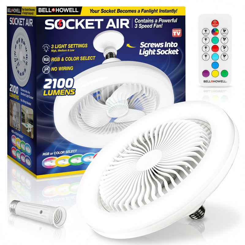 Socket Air Color Changing Ceiling Fan Light with Remote