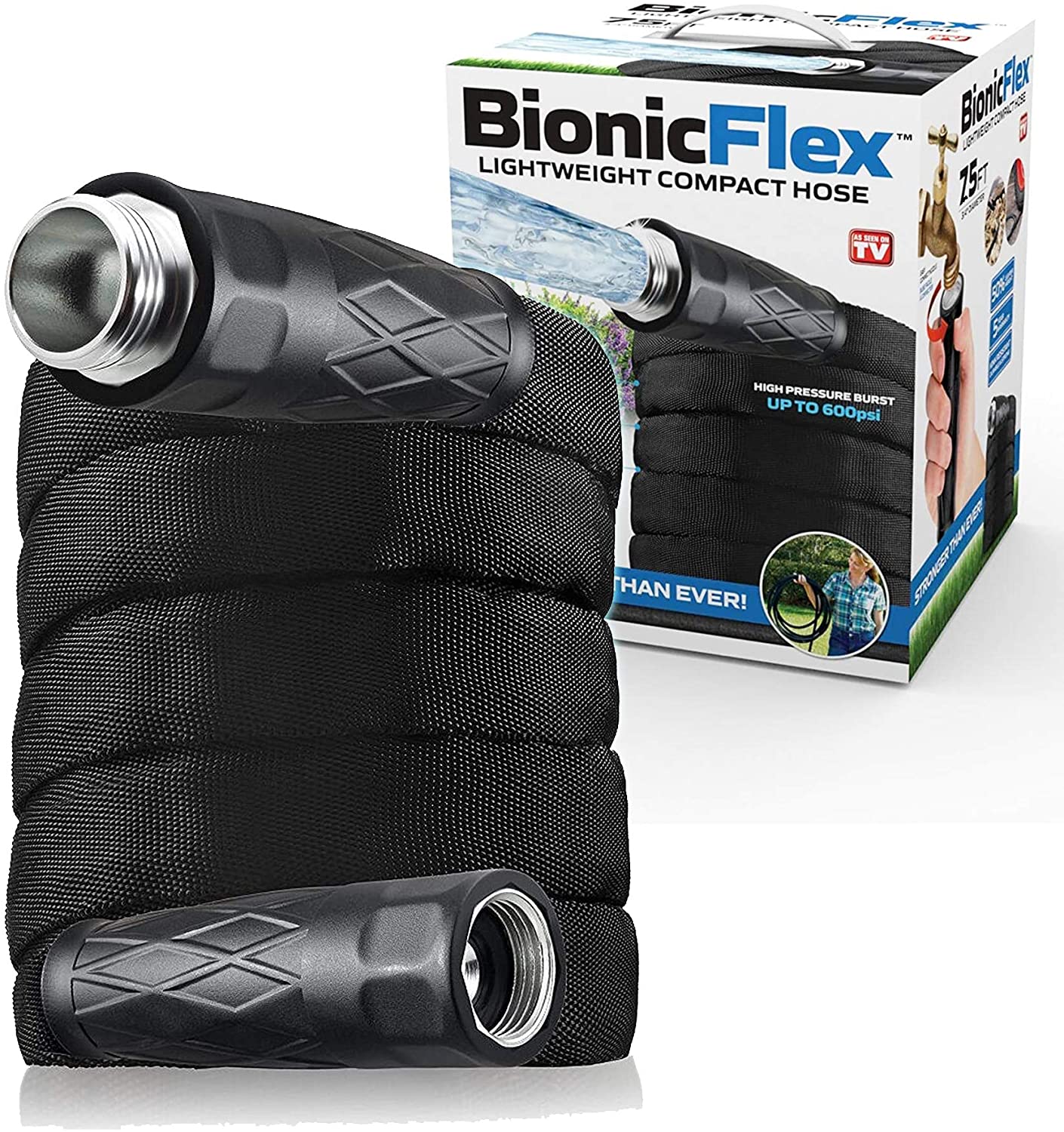 Bionic Flex Garden Hose - Heavy-Duty, Lightweight, Flexible Kink-Free Water Hose with Spray Nozzle