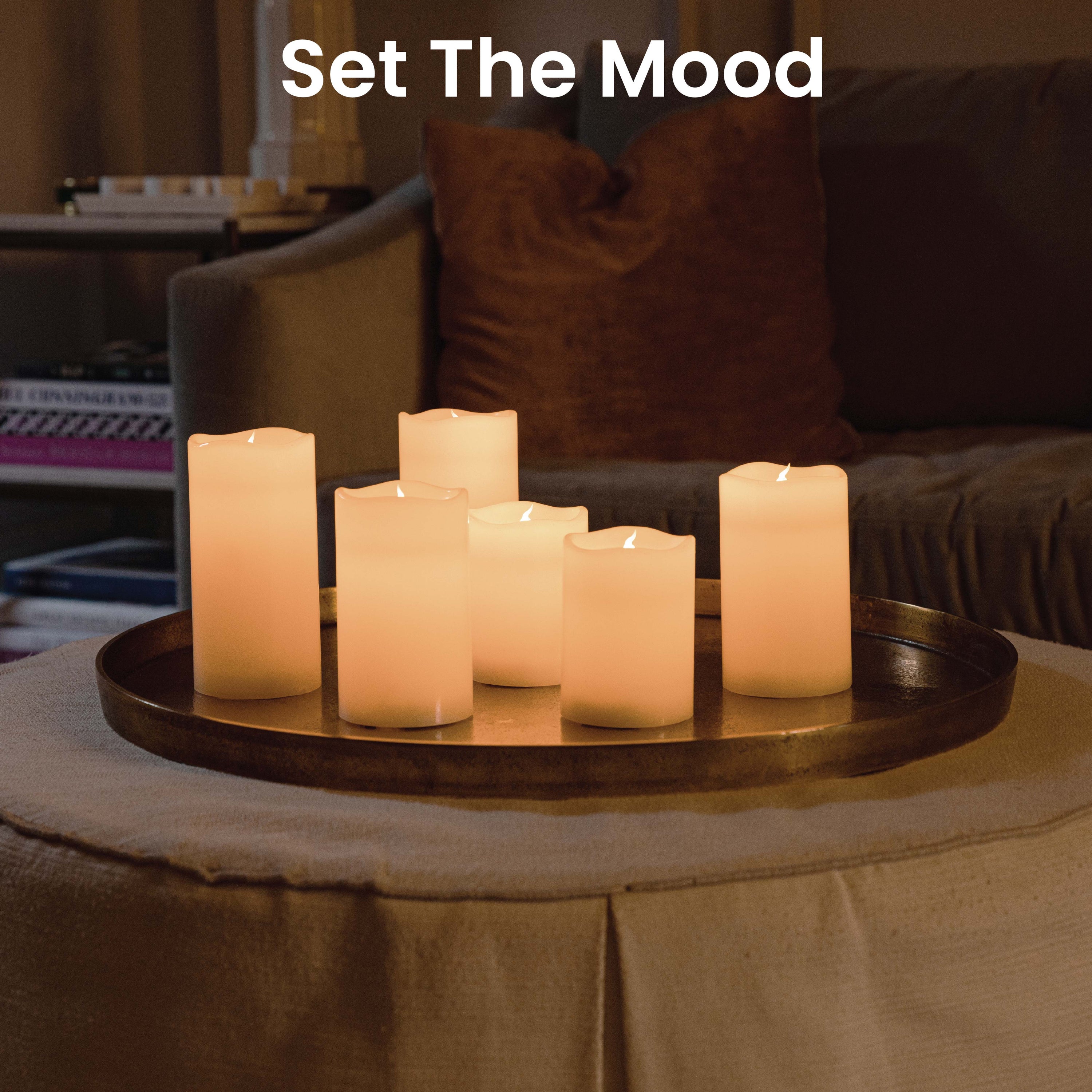 Candle Brights 6 Pack Flameless Pillar Candles LED Multi Color Mood Lighting Remote