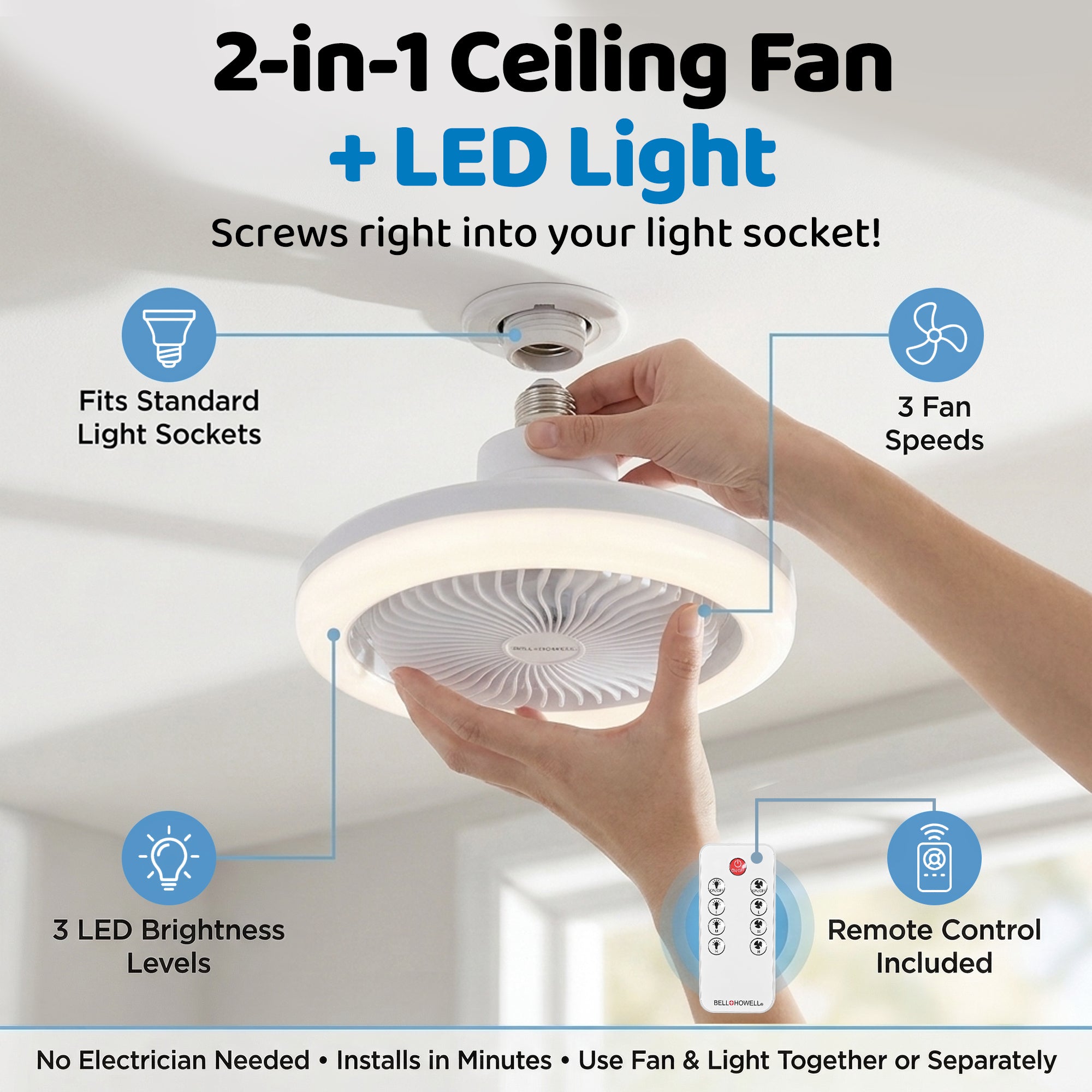 Socket Air Light Ceiling Fan
