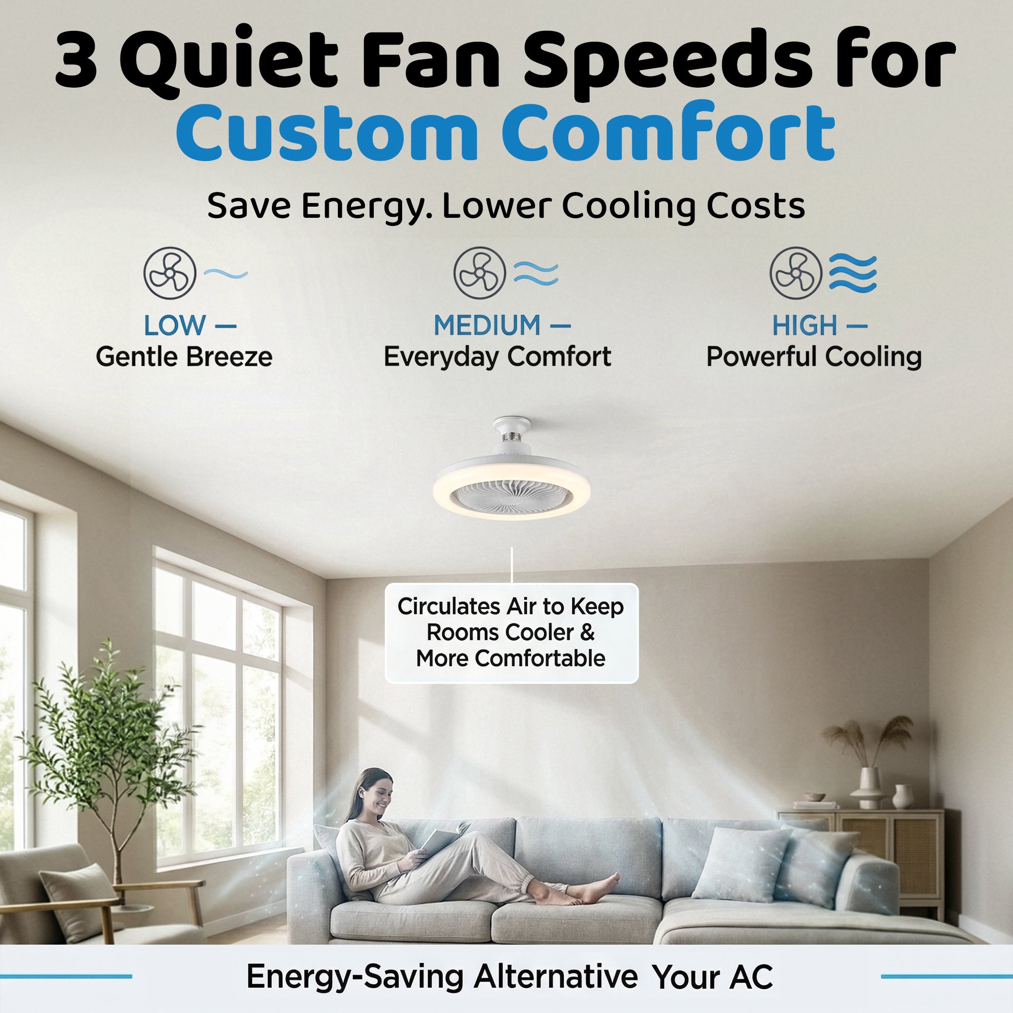 Socket Air Light Ceiling Fan