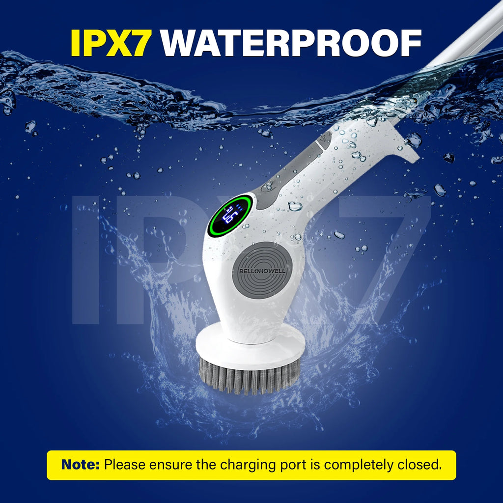 Scrubtastic Pro Electric Spin Scrubber – Rechargeable, Extendable Multi-Purpose Tile, Grout, Bathroom, Floor & Bathtub Cleaner with 3 Rotating Brush Heads