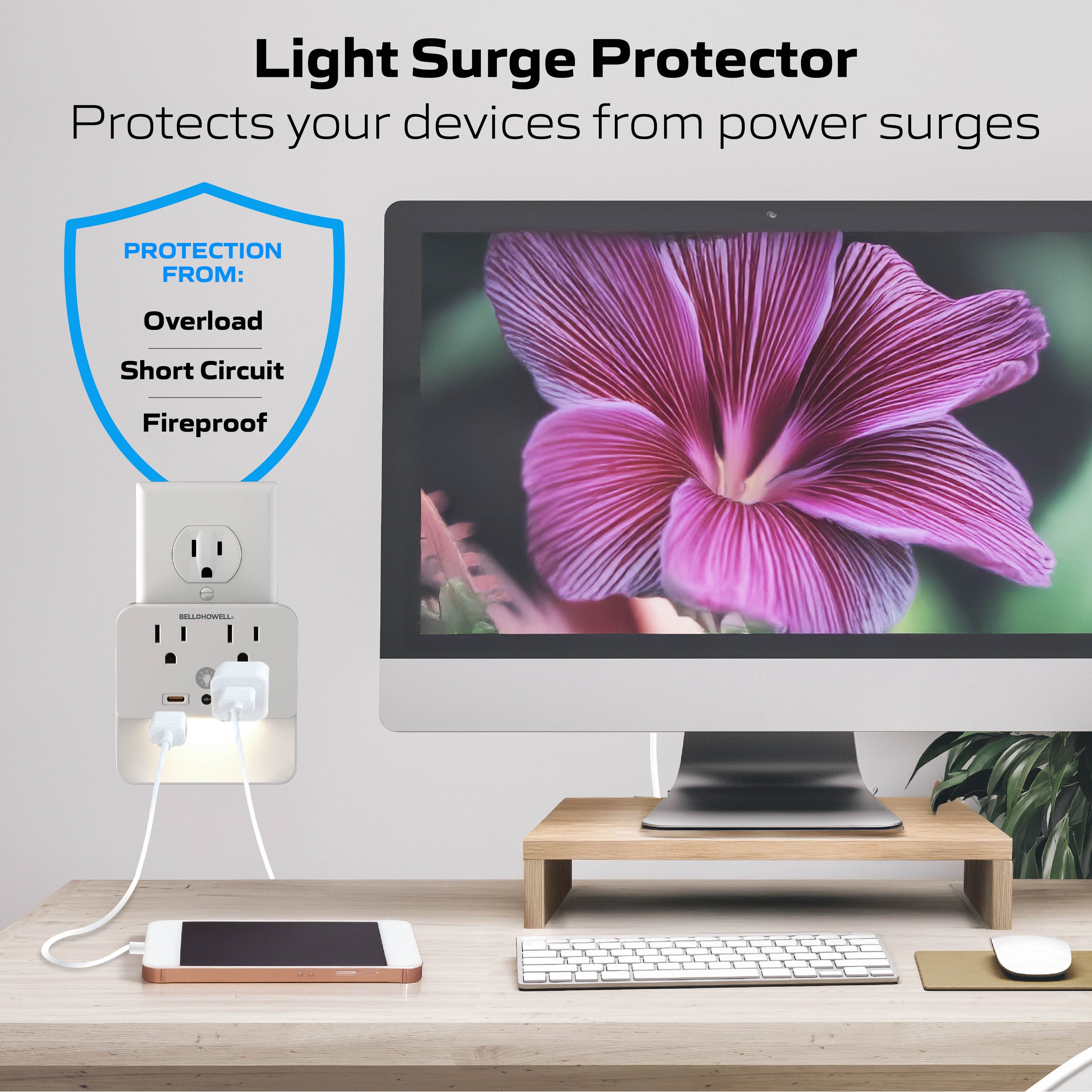 Nightlight Surge Protector with USB-C & USB-A