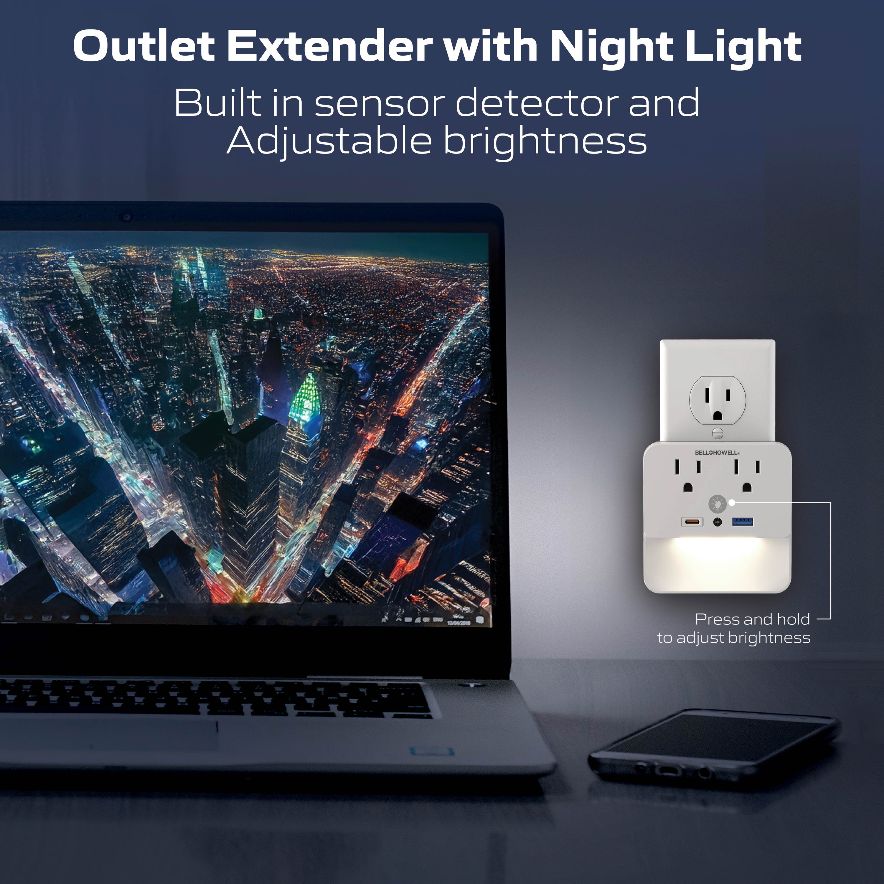 Nightlight Surge Protector with USB-C & USB-A