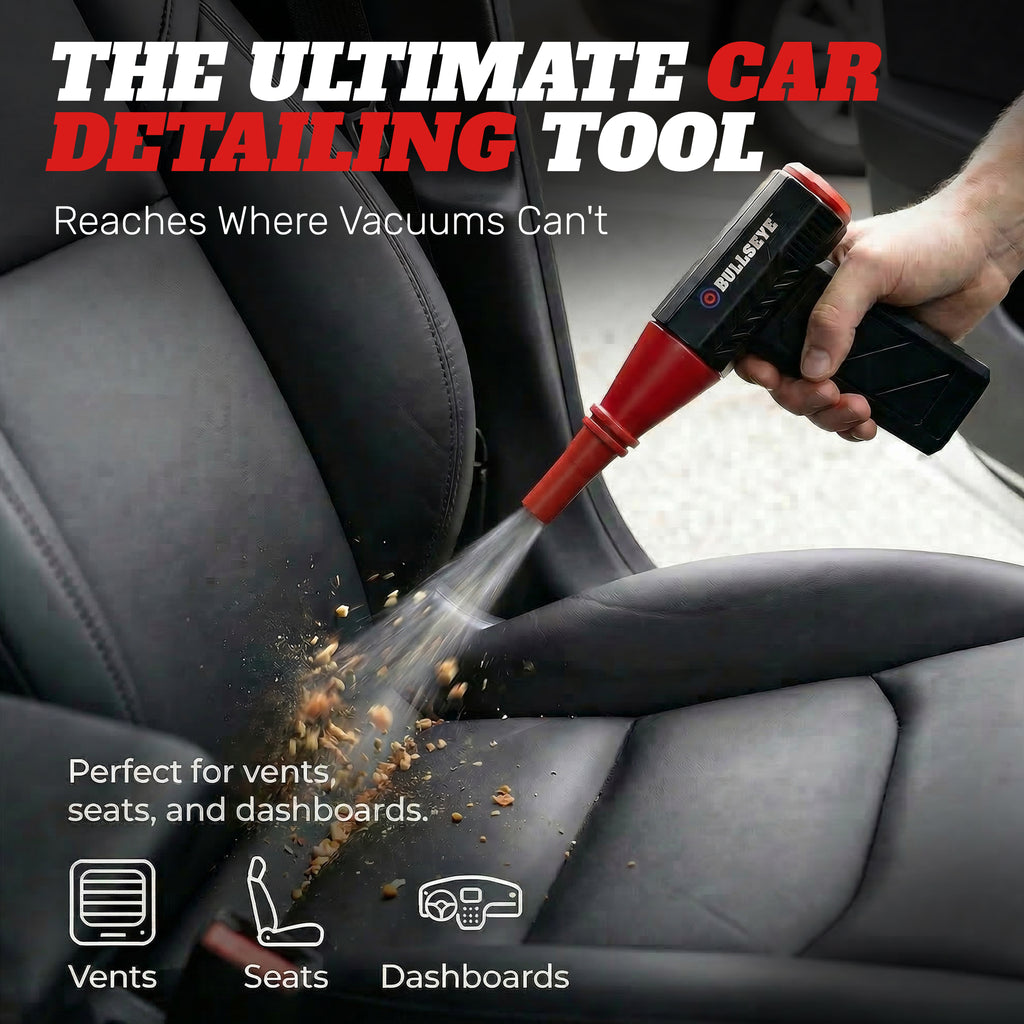 Bullseye Rechargeable Air Blaster – Portable Cordless Electric Air Duster & Leaf Blower with 3 Speeds, 4 Nozzles & 4000mAh Battery