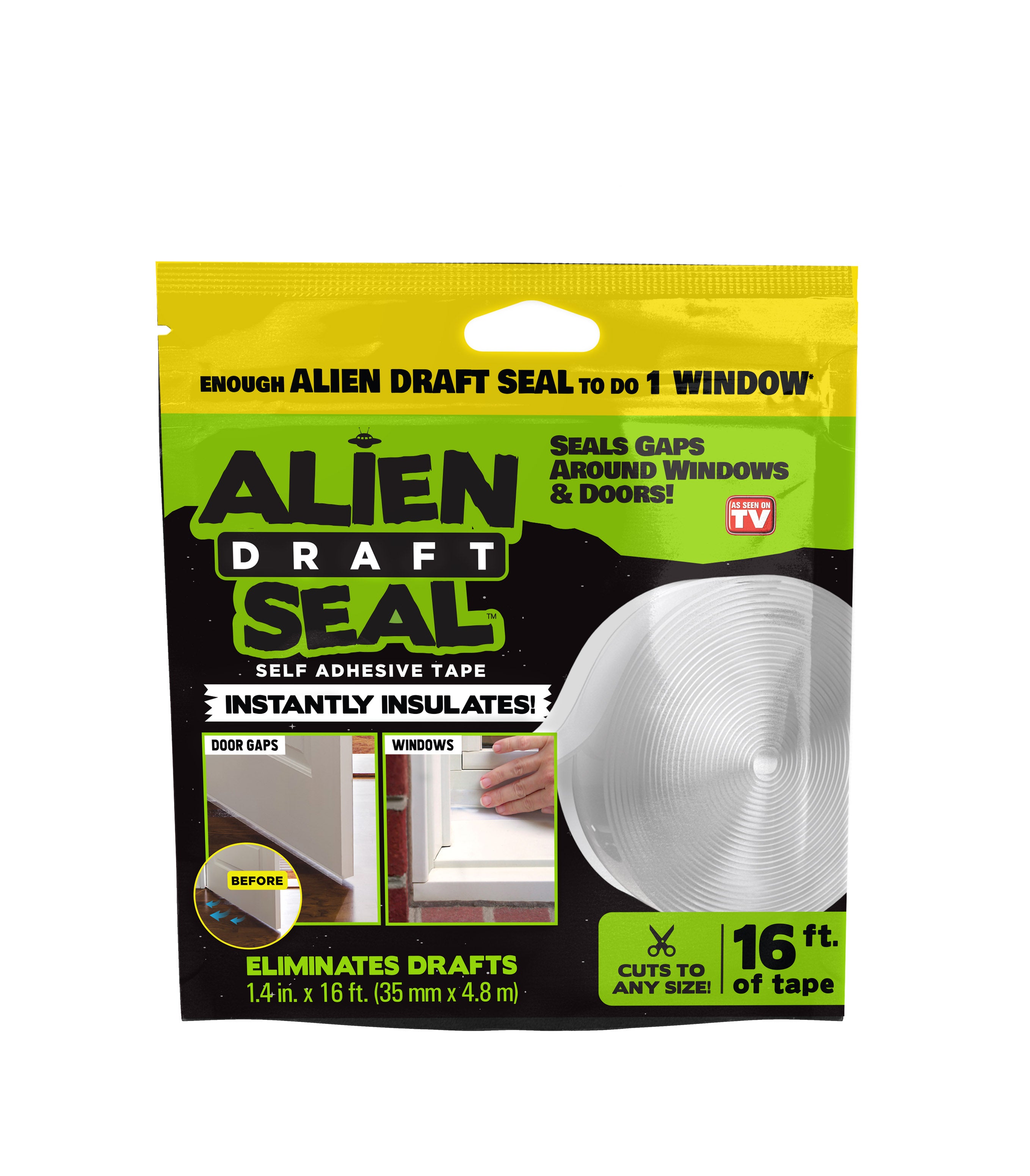 Alien Draft Seal Insulation Tape - Self-Adhesive Silicone Weather Stripping for Door & Window, Under-Door Draft Stopper - Stops Cold Air From Escaping in Summer, Keeps Warm Air Inside in Winter