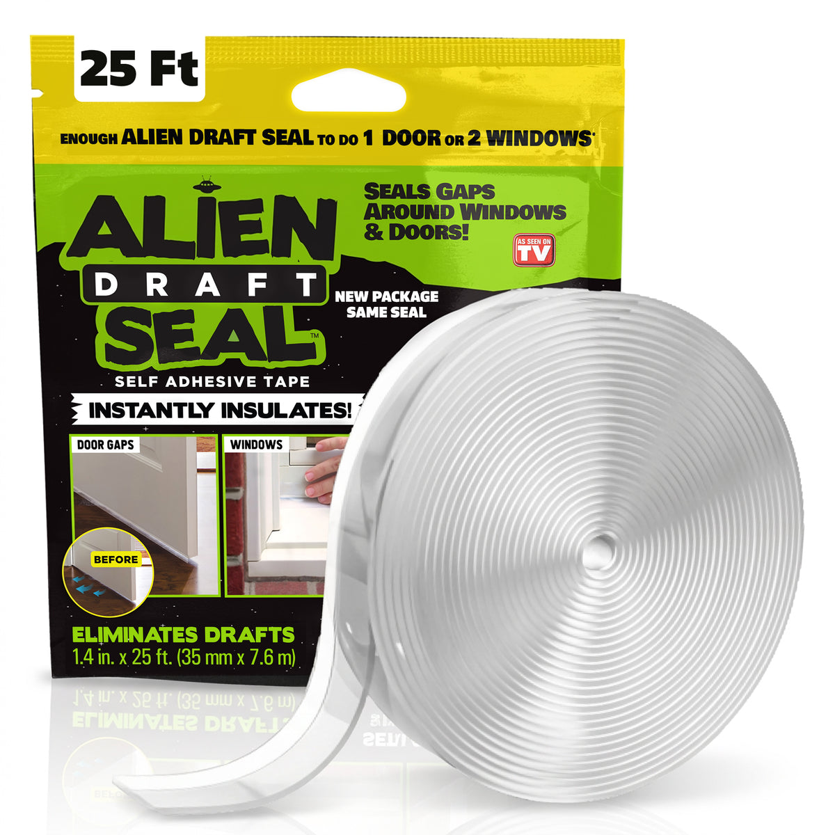 Alien Draft Seal Insulation Tape - Self-Adhesive Silicone Weather Stripping for Door & Window, Under-Door Draft Stopper - Stops Cold Air From Escaping in Summer, Keeps Warm Air Inside in Winter