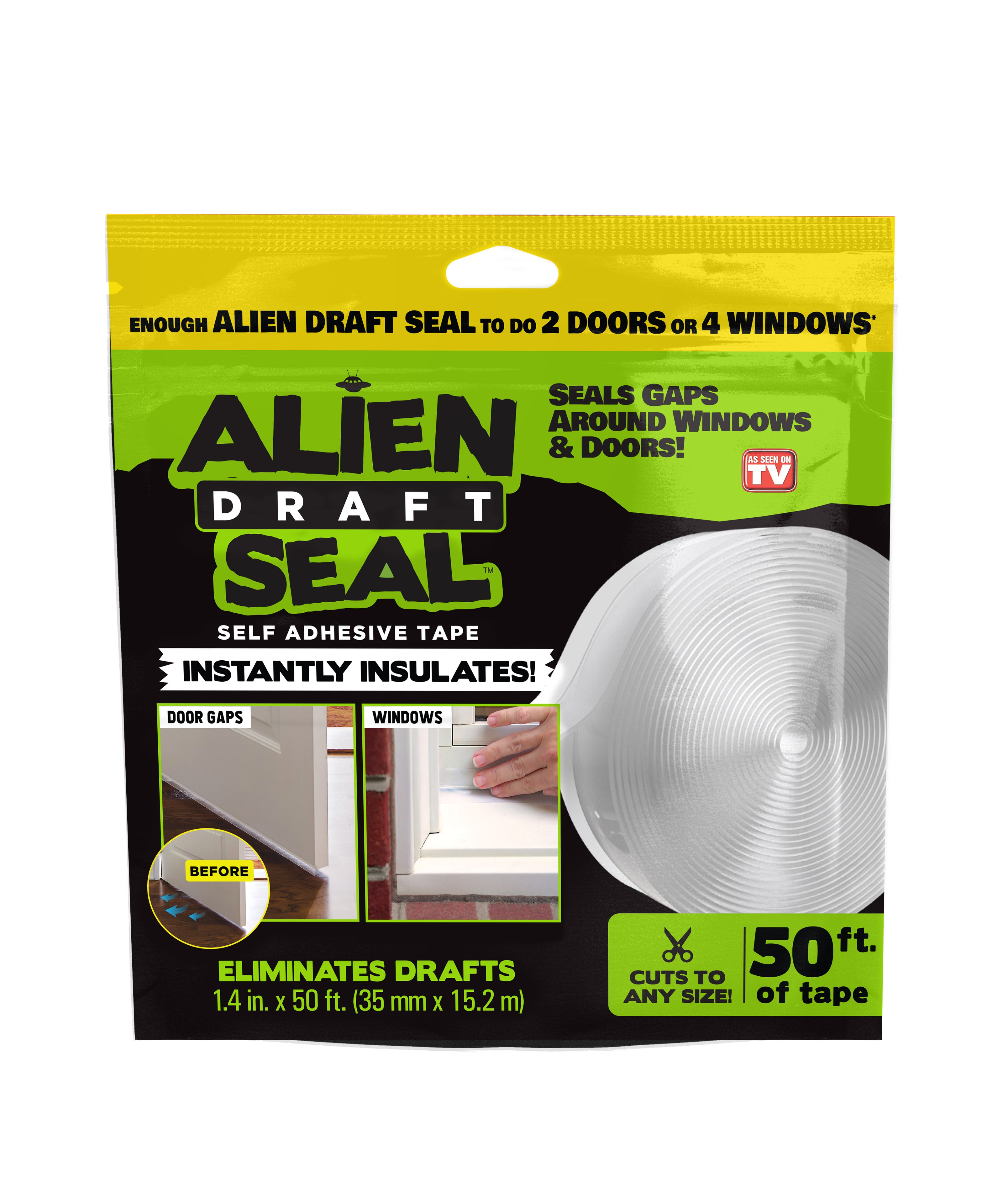 Alien Draft Seal Insulation Tape - Self-Adhesive Silicone Weather Stripping for Door & Window, Under-Door Draft Stopper - Stops Cold Air From Escaping in Summer, Keeps Warm Air Inside in Winter