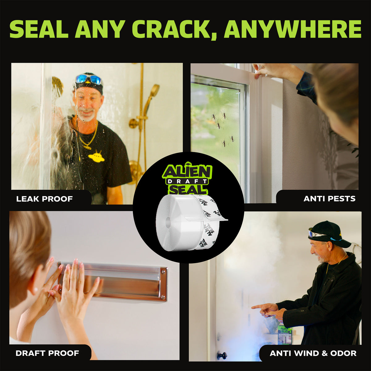 Alien Draft Seal Insulation Tape - Self-Adhesive Silicone Weather Stripping for Door & Window, Under-Door Draft Stopper - Stops Cold Air From Escaping in Summer, Keeps Warm Air Inside in Winter