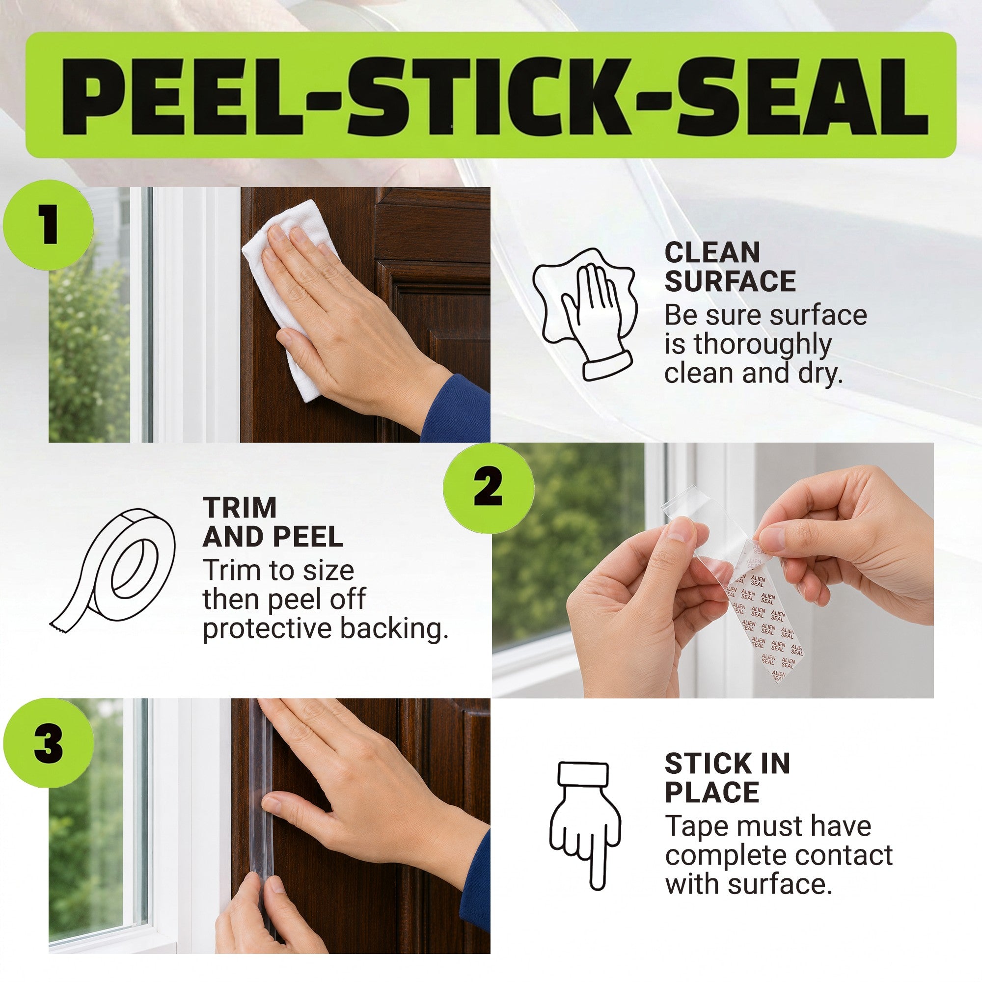 Alien Draft Seal Insulation Tape - Self-Adhesive Silicone Weather Stripping for Door & Window, Under-Door Draft Stopper - Stops Cold Air From Escaping in Summer, Keeps Warm Air Inside in Winter